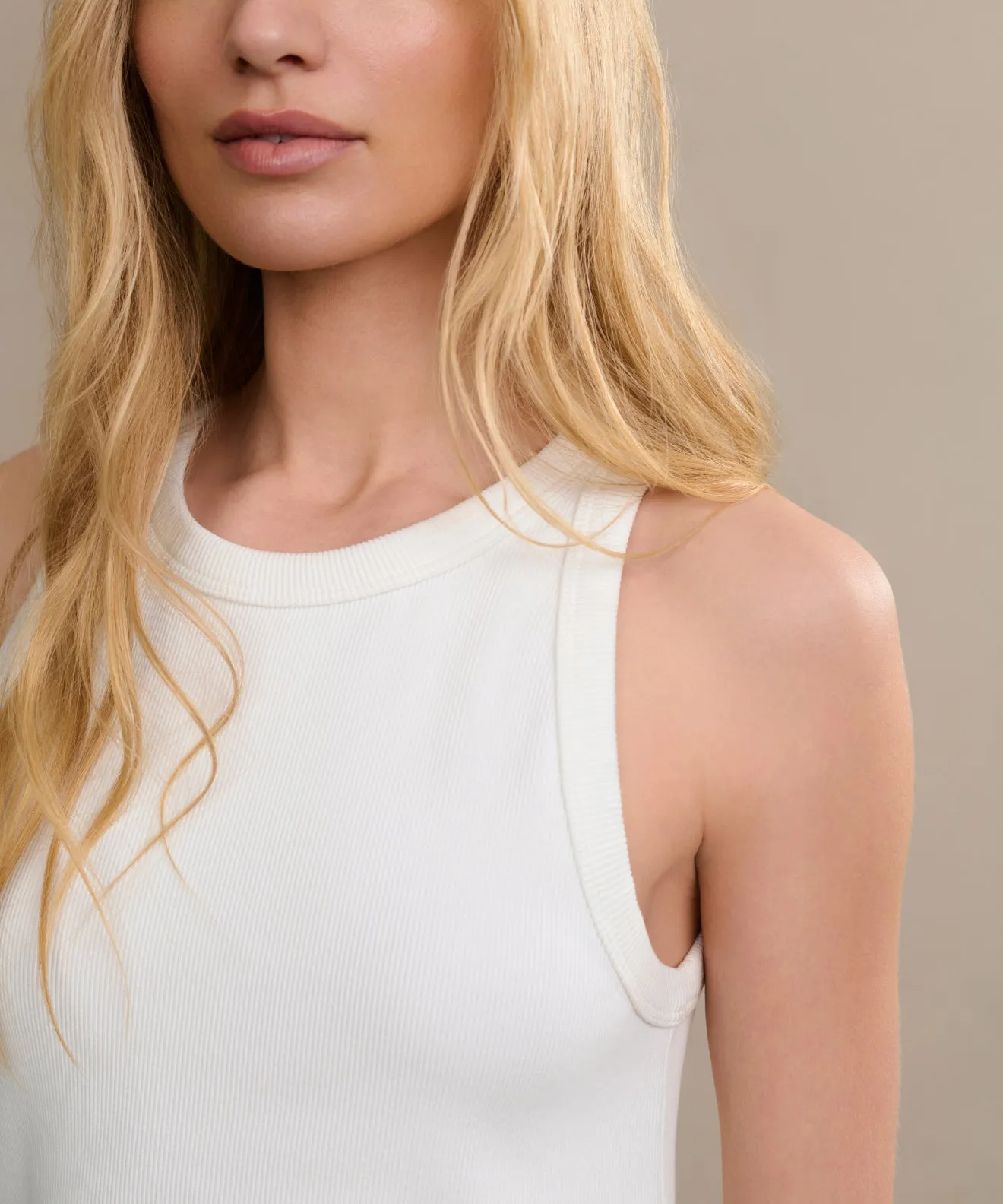 SeamlessDesign Double Stitched Hem Cotton Rib Tank