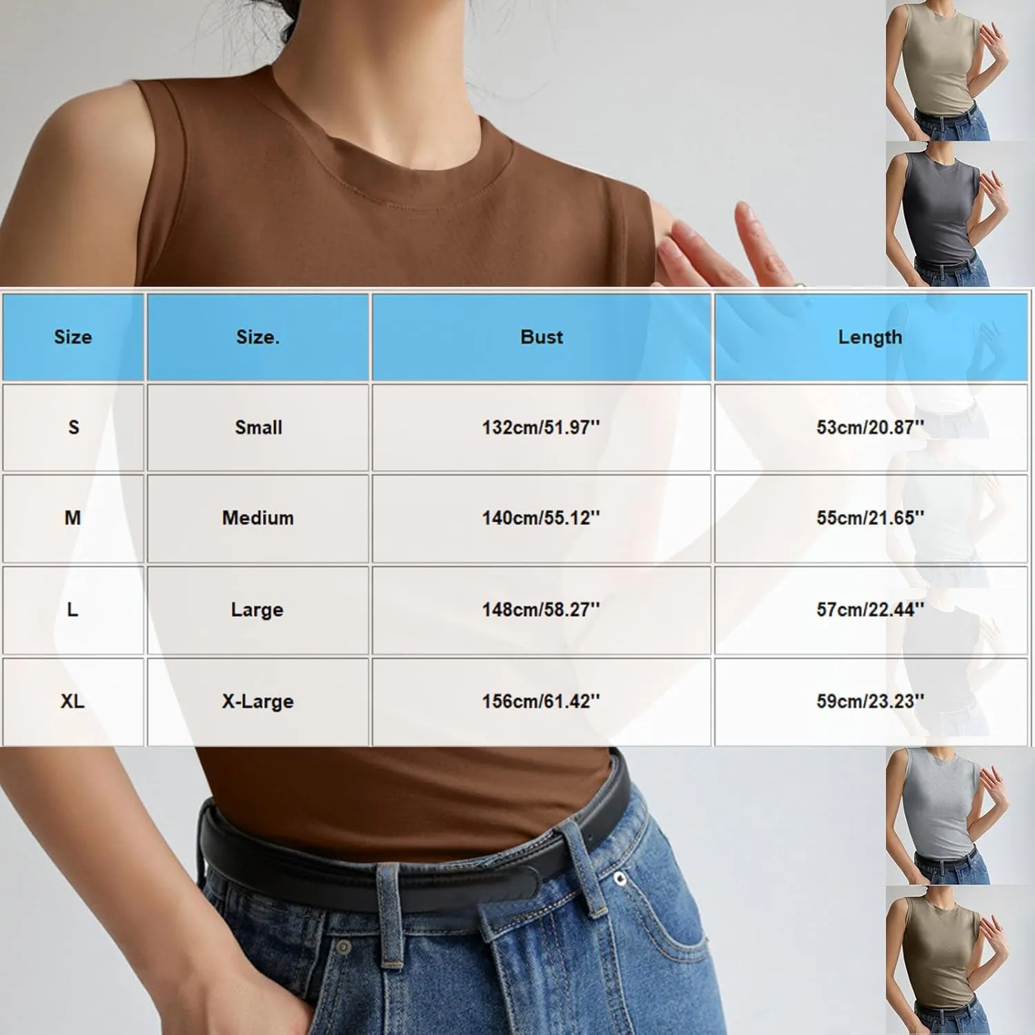 Cotton Tank Tops for Women Summer Sleeveless Crew Neck Solid Color Shirt Casual Basic Solid Color Slim Fitted Blouse