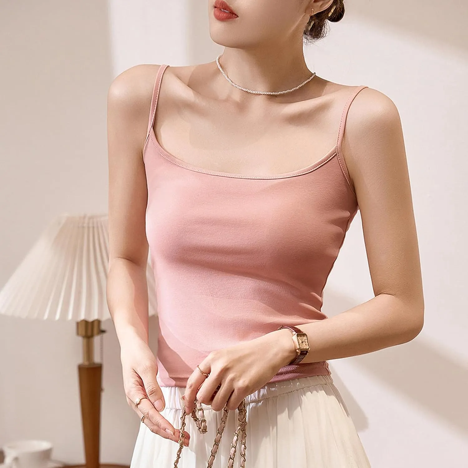 Cotton Tank Tops for Women Summer Sleeveless Square Neck Spaghetti Strap Blouse Casual Fashion Printed Yoga Camisole