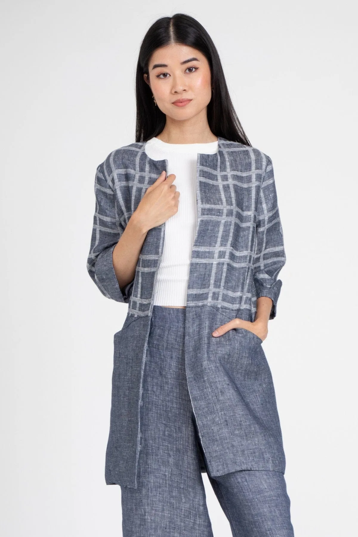 City Style retro look Carrie Car Coat ?C Plaid Linen