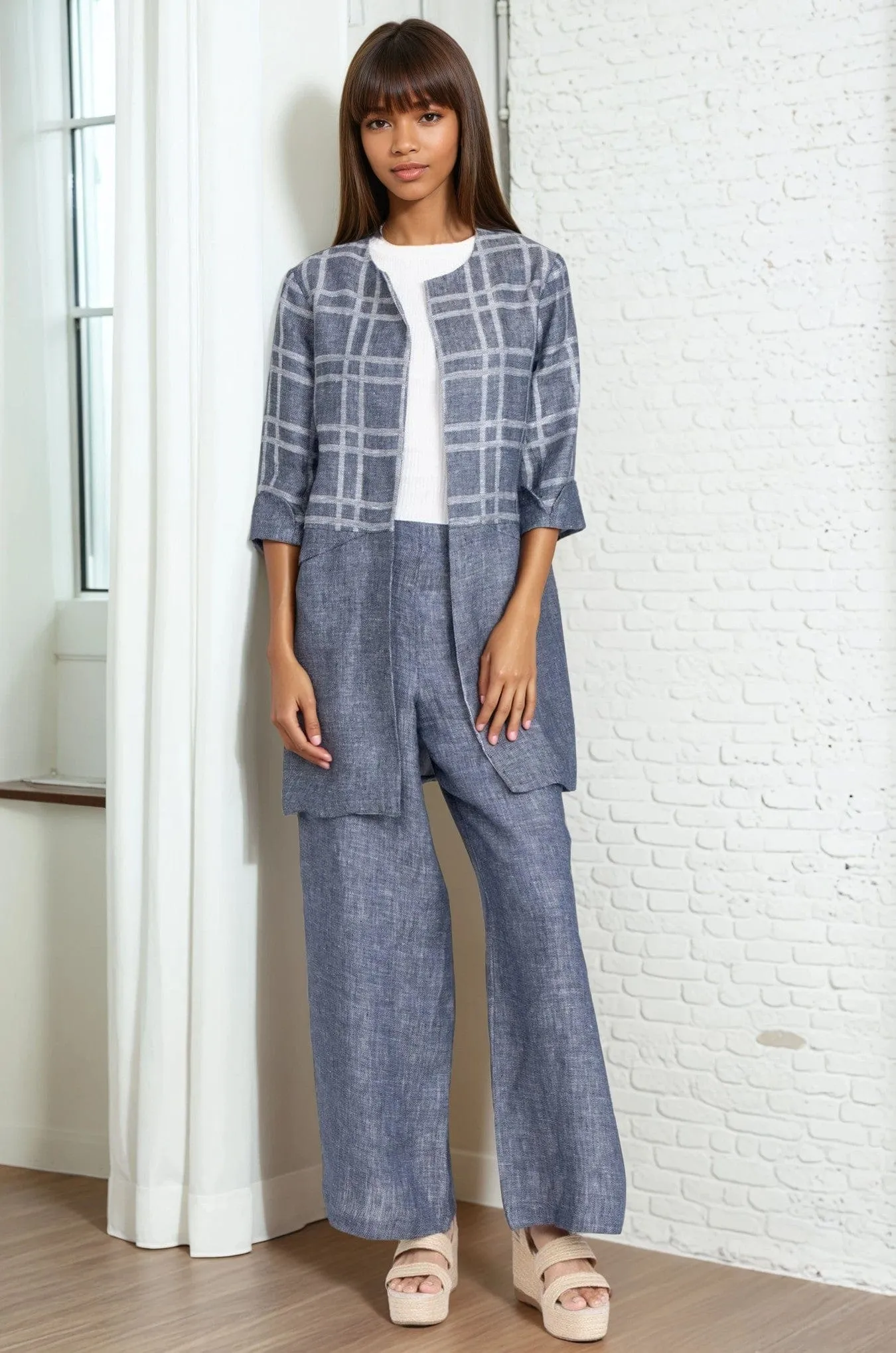 Carrie Car Coat ?C Plaid Linen No Static