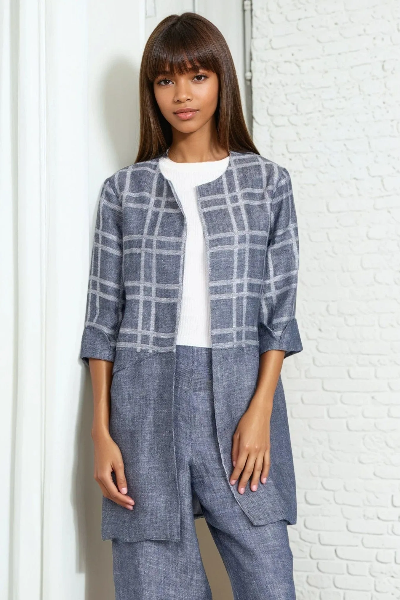 Comfortable fit Winter Layering Piece Carrie Car Coat ?C Plaid Linen