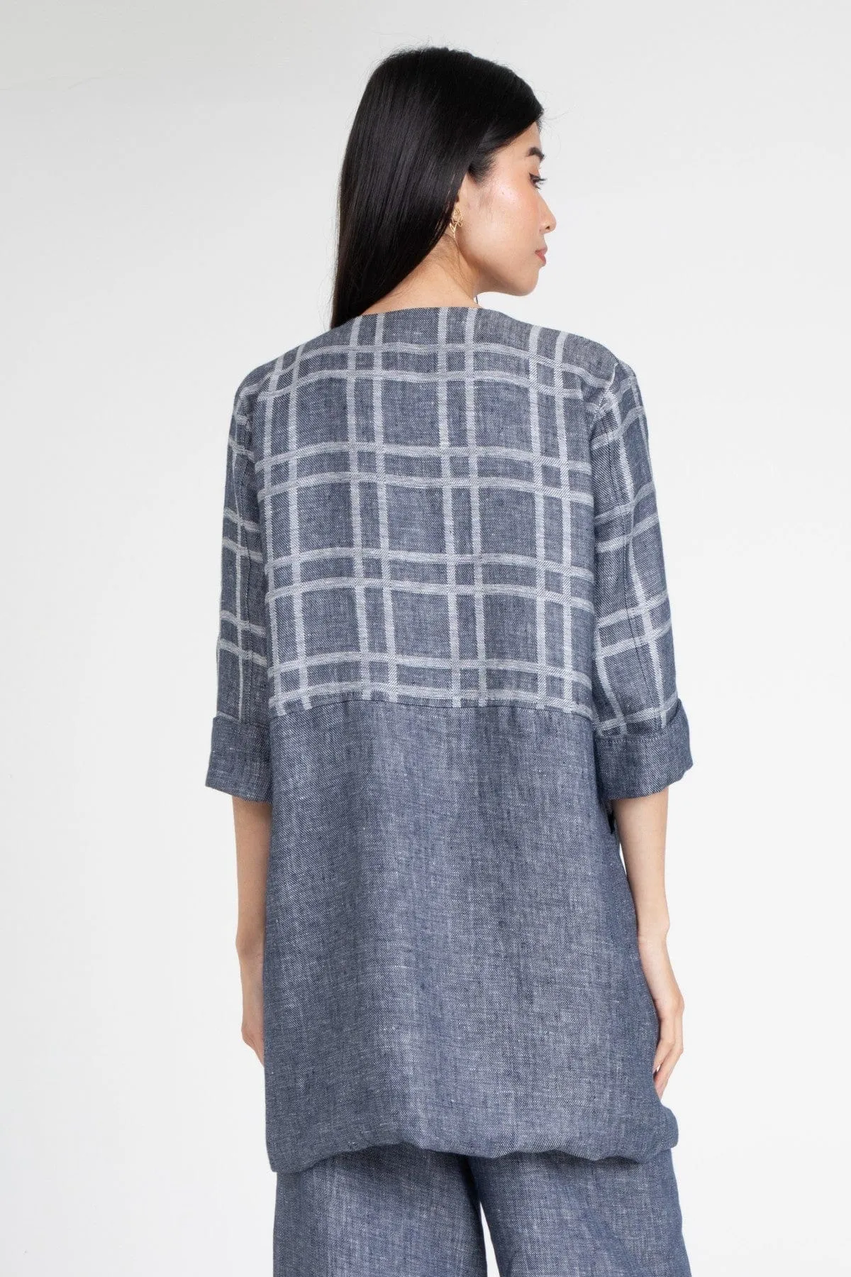 Enhanced Edge Binding Carrie Car Coat ?C Plaid Linen