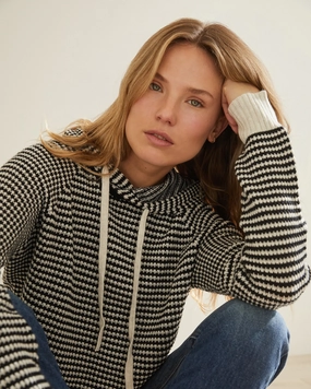 Cotton Cashmere Stripe Lounge Hoody FadeResistant Dyeing Temperature Regulating Fabric NeutralPalette Cotton Cashmere Stripe Lounge Hoody