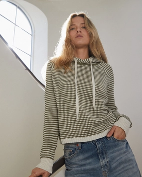 Cotton Cashmere Stripe Lounge Hoody Ribbed Cuff Structure Cotton Cashmere Stripe Lounge Hoody Fashion Statement