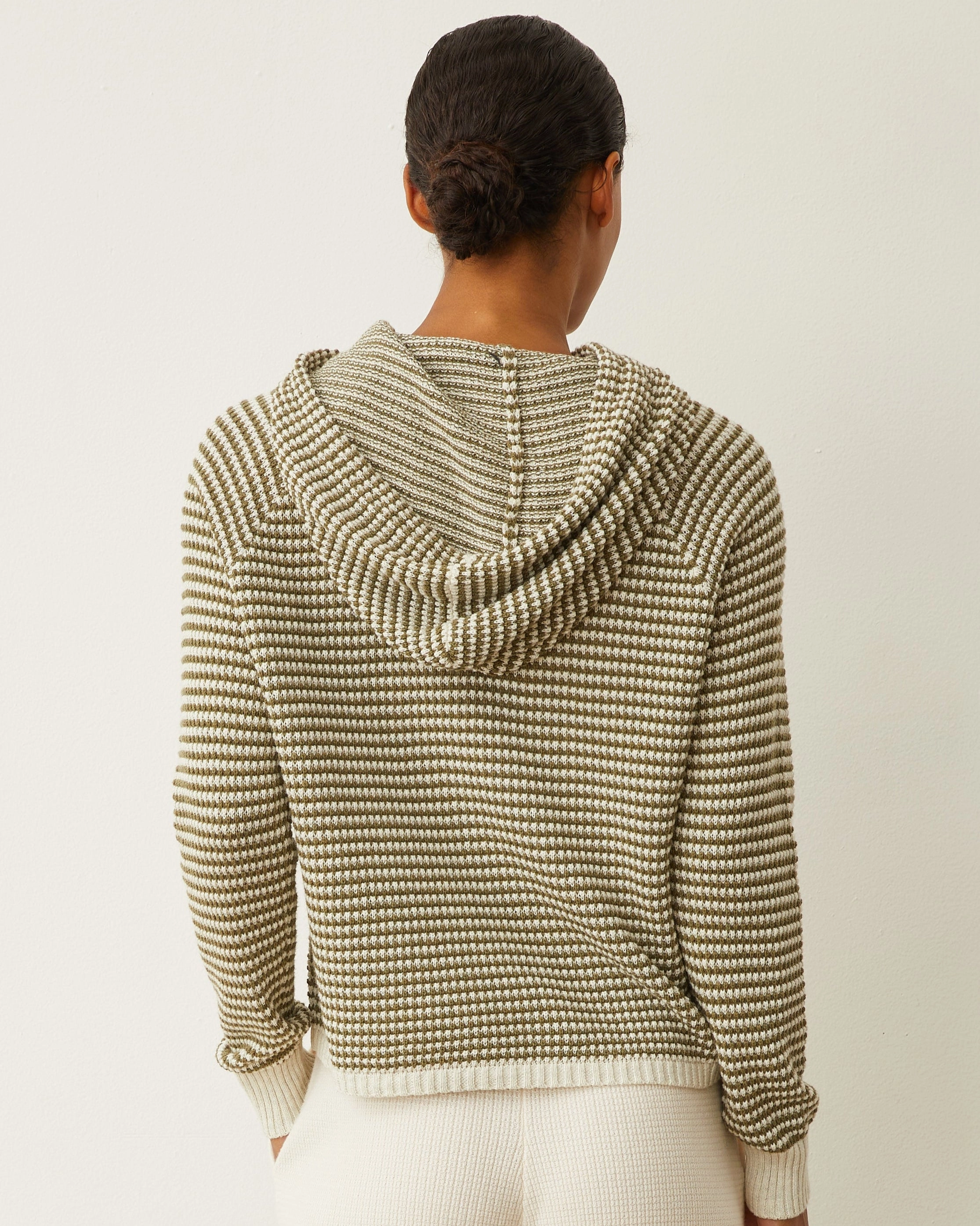 Lightweight Layering Option Zero Waste Production Label Cotton Cashmere Stripe Lounge Hoody