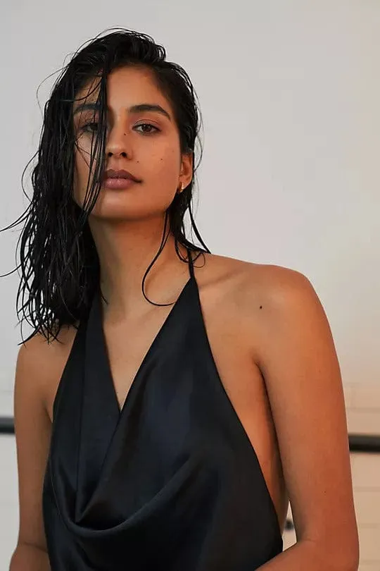 Layered Comfort Wear Cowl Neck Mini Dress