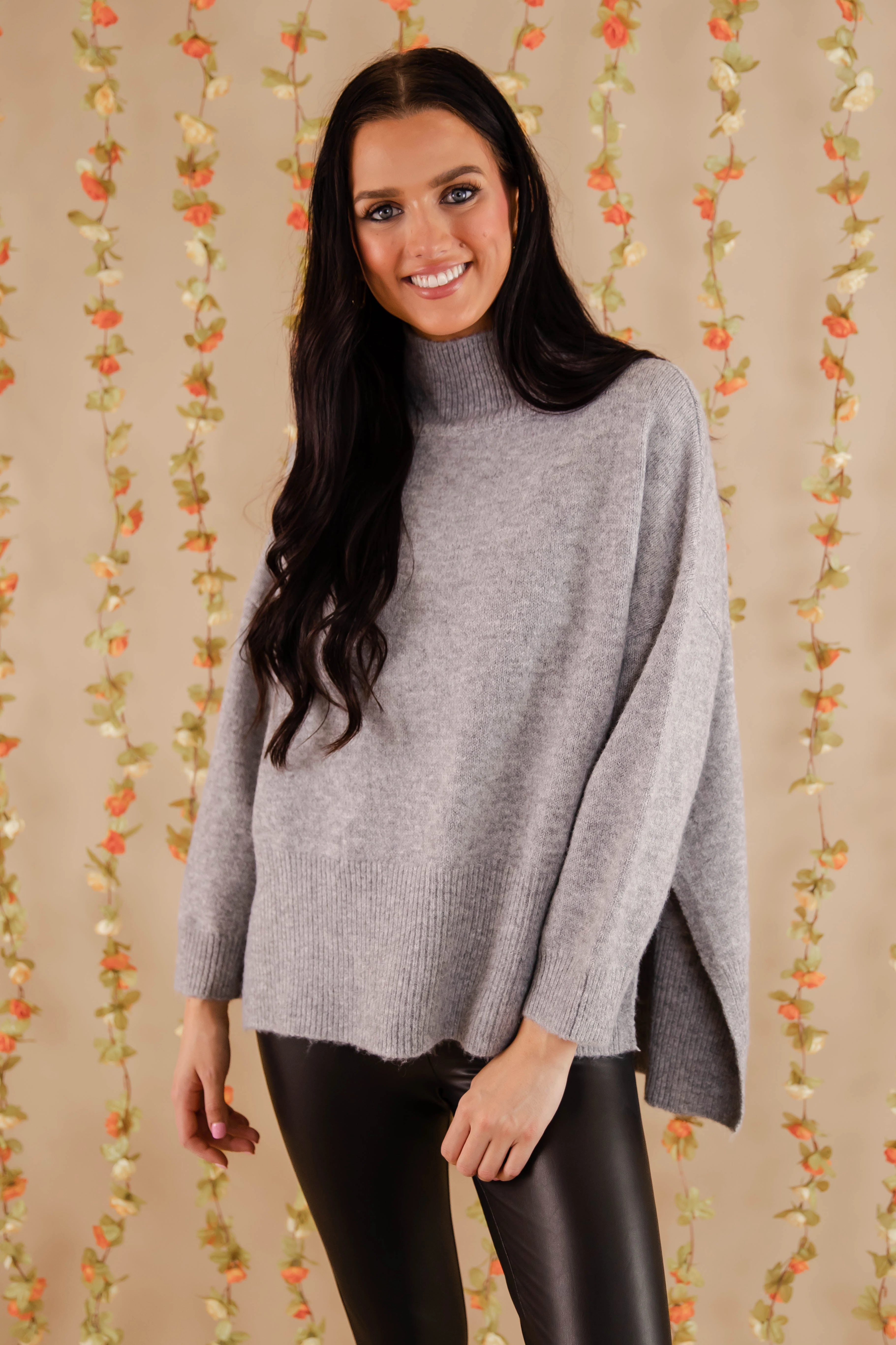 Bonded Seam Technique Stretch Weave Construction Cozy Activities Sweater-Grey