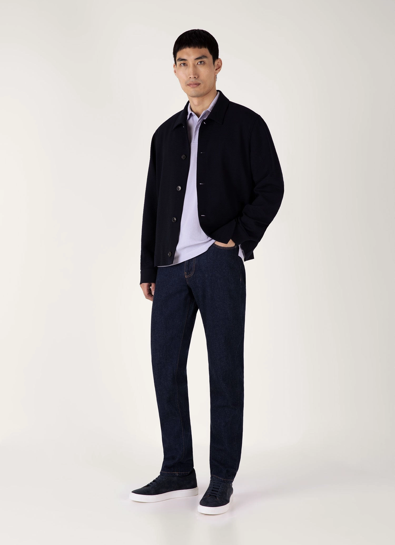 Men's Riviera Polo Shirt in Pale Lilac Classic Shirt soft fit