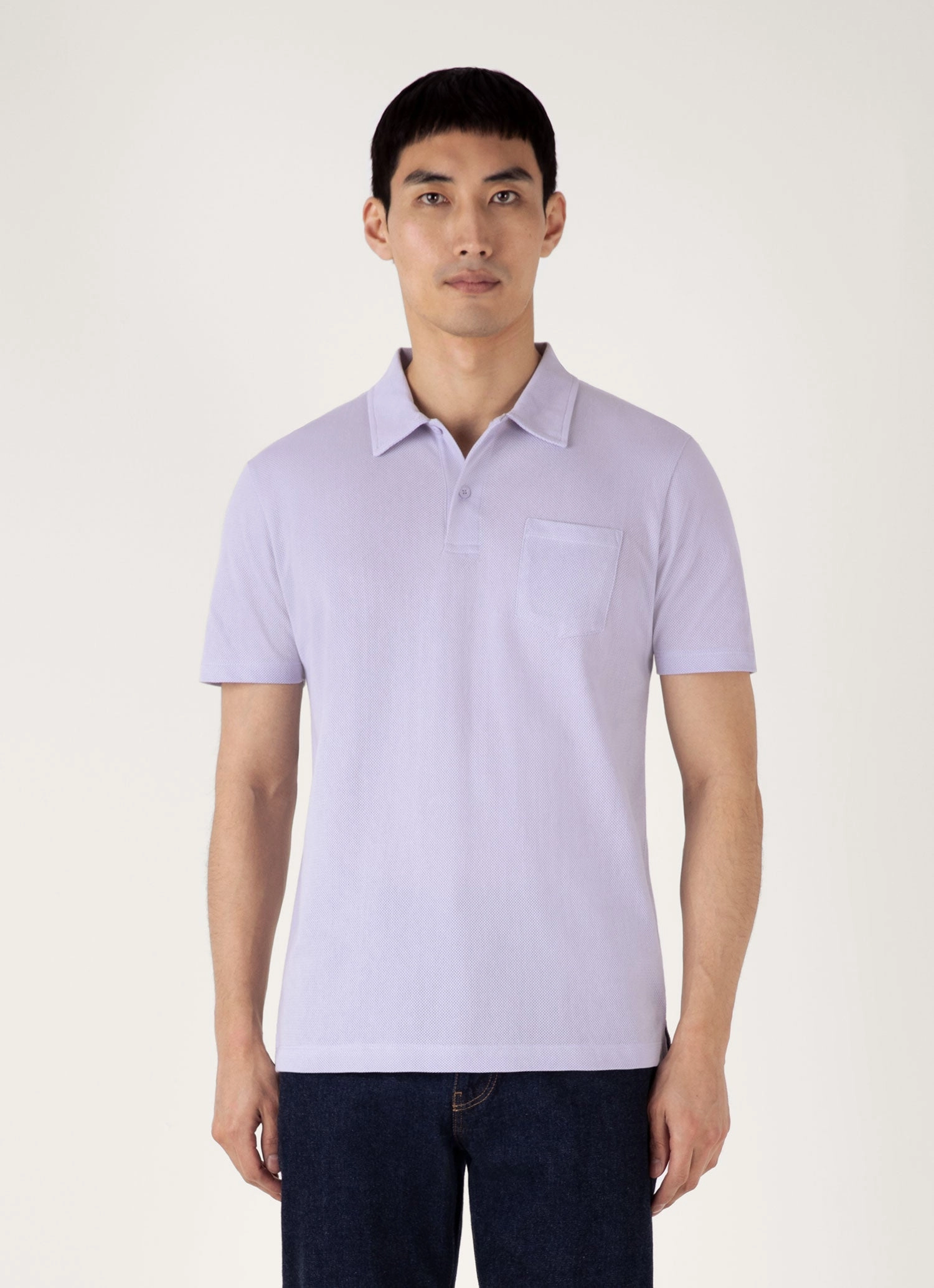 Men's Riviera Polo Shirt in Pale Lilac Summer Shirt
