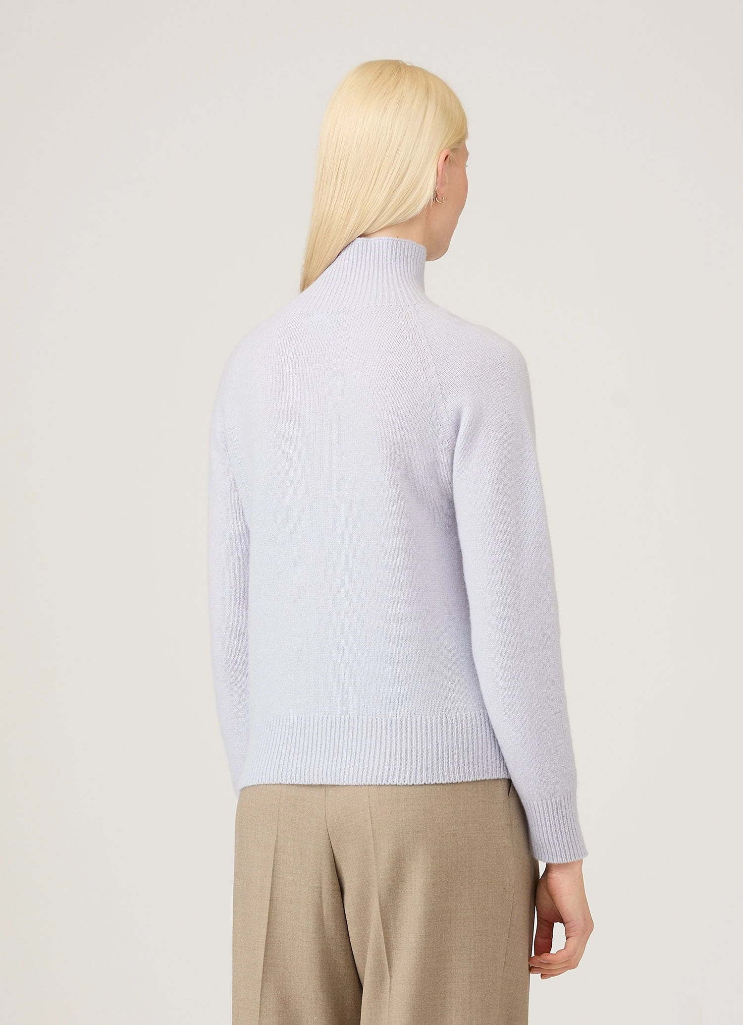 Layered Look Simple Aesthetic Women's Lambswool Funnel Neck Jumper in Ice Blue
