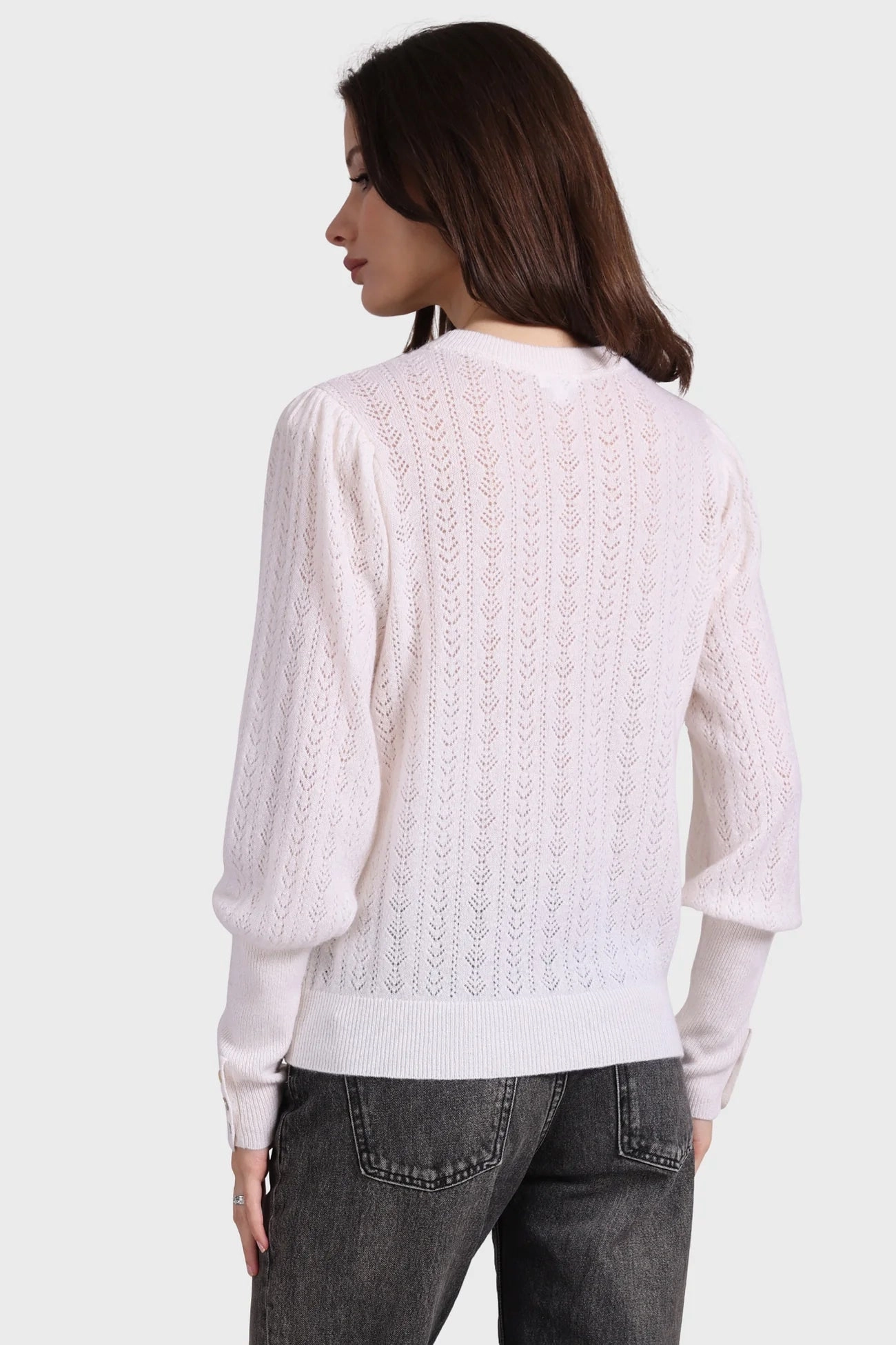 Relaxed fit wear Minnie Rose Cashmere Blousant Sleeve Crew Neck