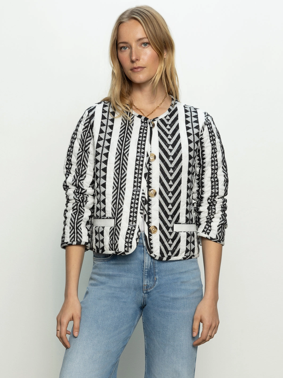 Crafted Coco Jacket Crafted Stripe Compression Fold Design Outdoor Performance