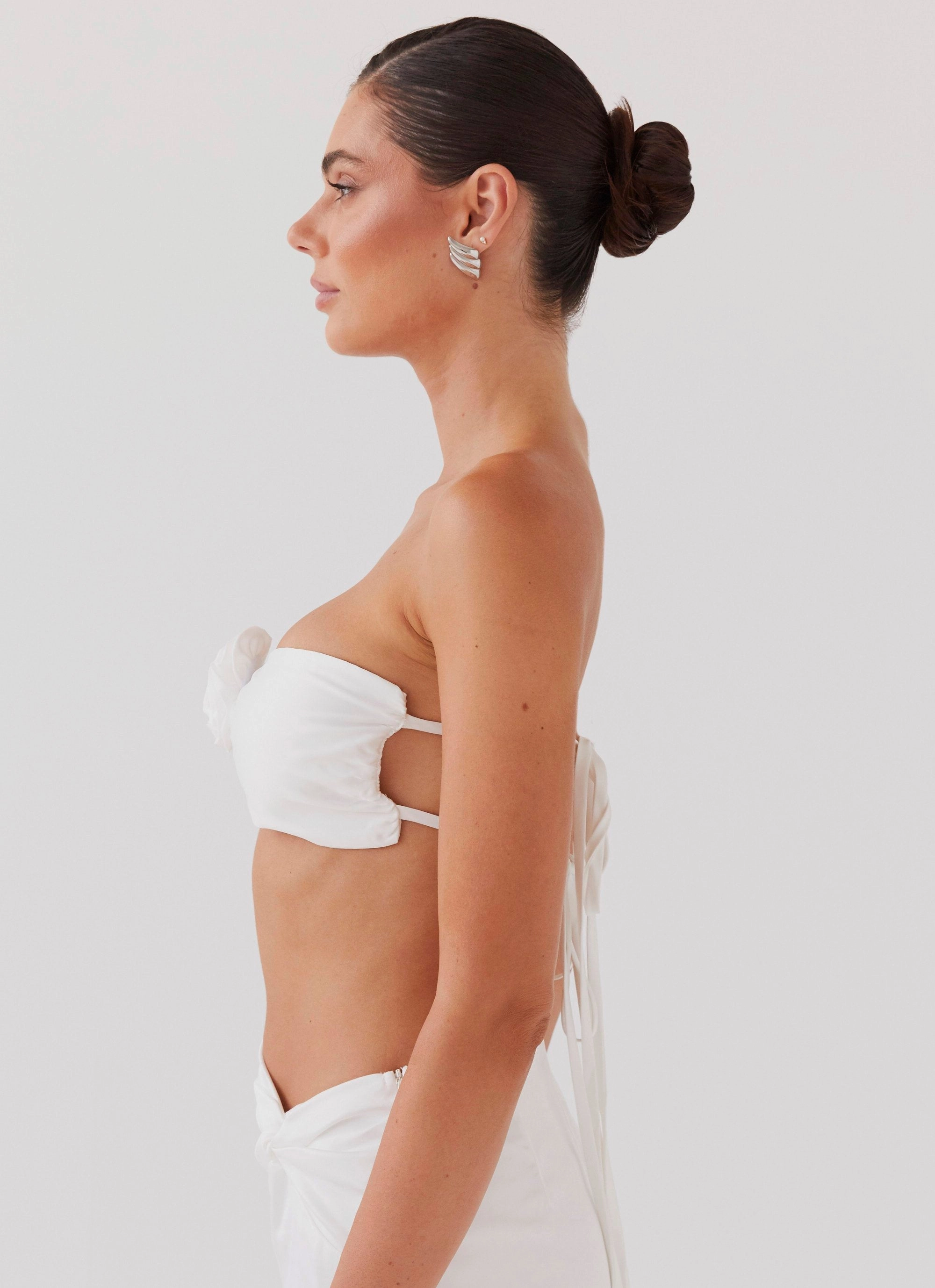 NonFadeFinish Crescent Light Rose Bandeau Top - Ivory