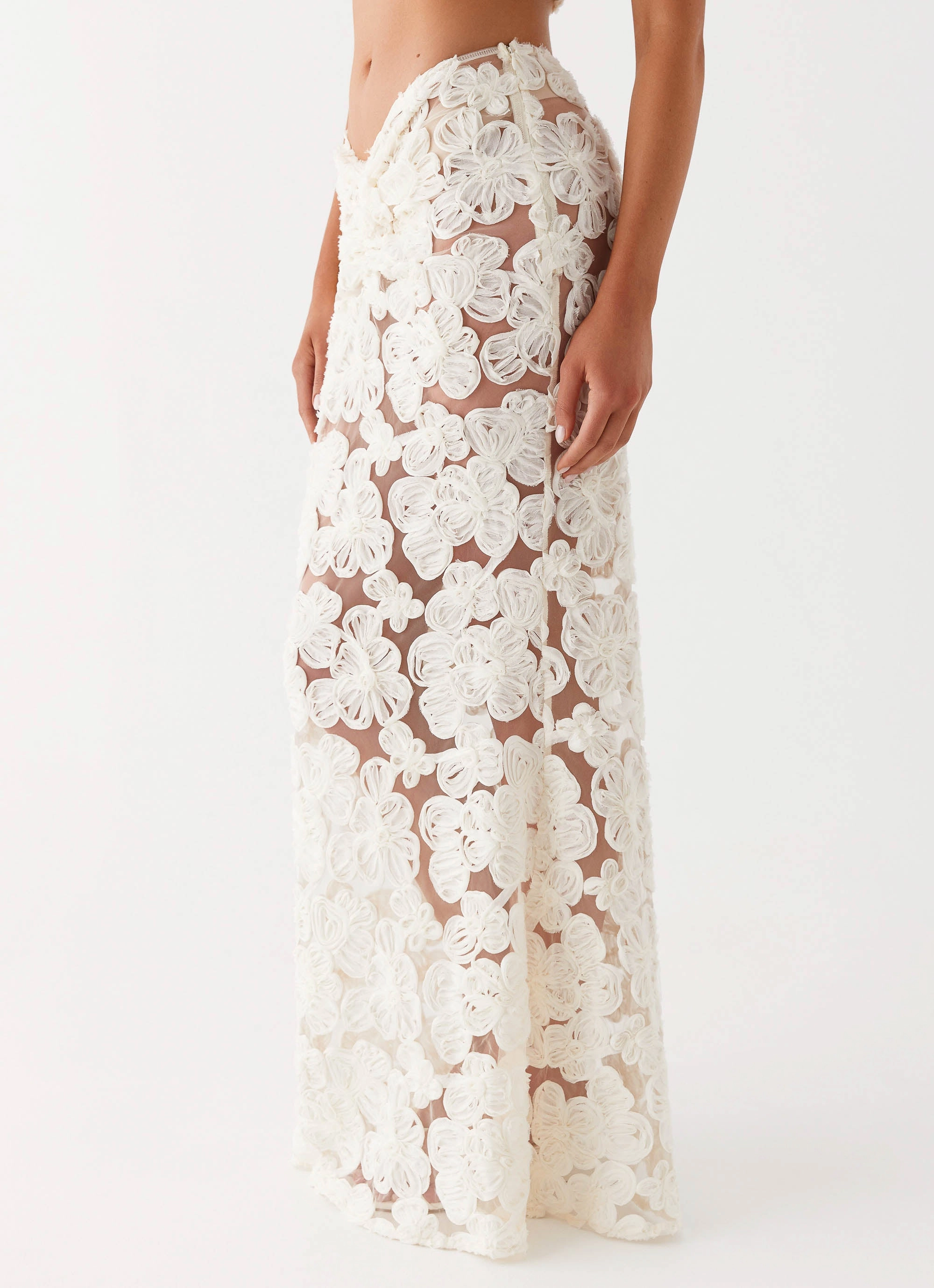 Seasonal Drop Daily Wear Fiorella Floret Maxi Skirt - Ivory
