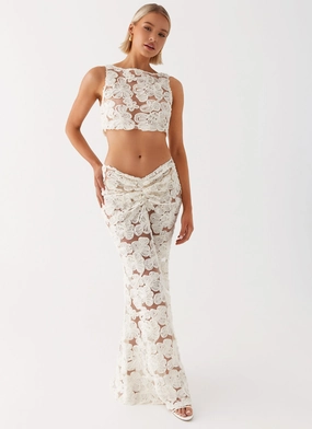 Crisp Fit Fiorella Floret Maxi Skirt - Ivory Fiorella Floret Maxi Skirt - Ivory Travel Friendly Structured Shape
