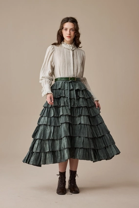 Crisp Fit Ischia 14 | Layered petal linen skirt Ischia 14 | Layered petal linen skirt Compact Packable All Year Use