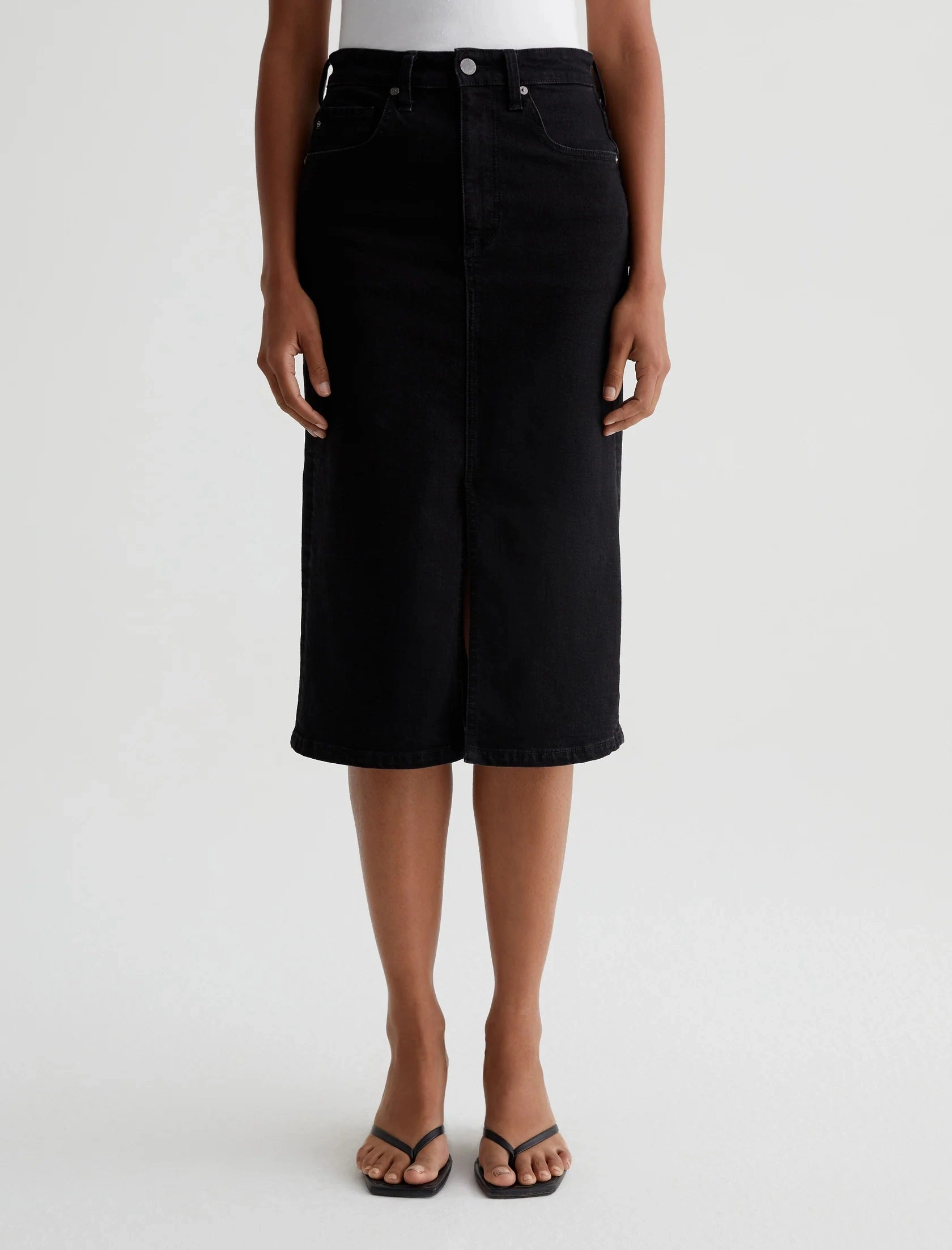 Elegant Vibrant Textured Earthy Soft AG Jeans High-Waisted Midi Tefi Skirt