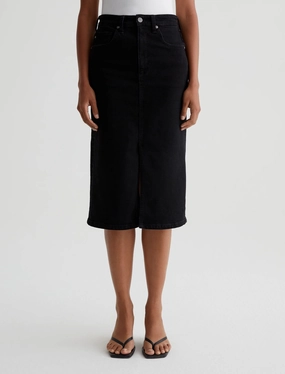 Crisp Flair AG Jeans High-Waisted Midi Tefi Skirt Elegant Vibrant Textured Earthy Soft AG Jeans High-Waisted Midi Tefi Skirt