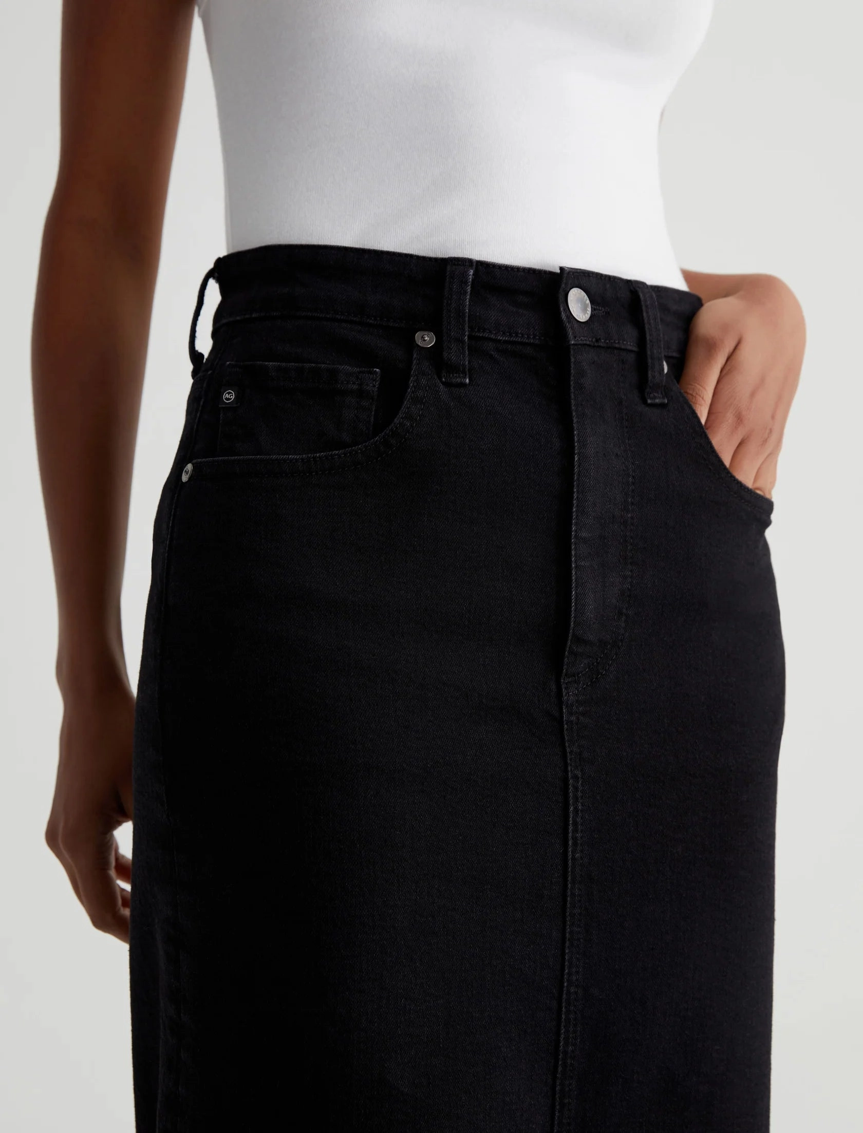 AG Jeans High-Waisted Midi Tefi Skirt Eco Friendly Denim