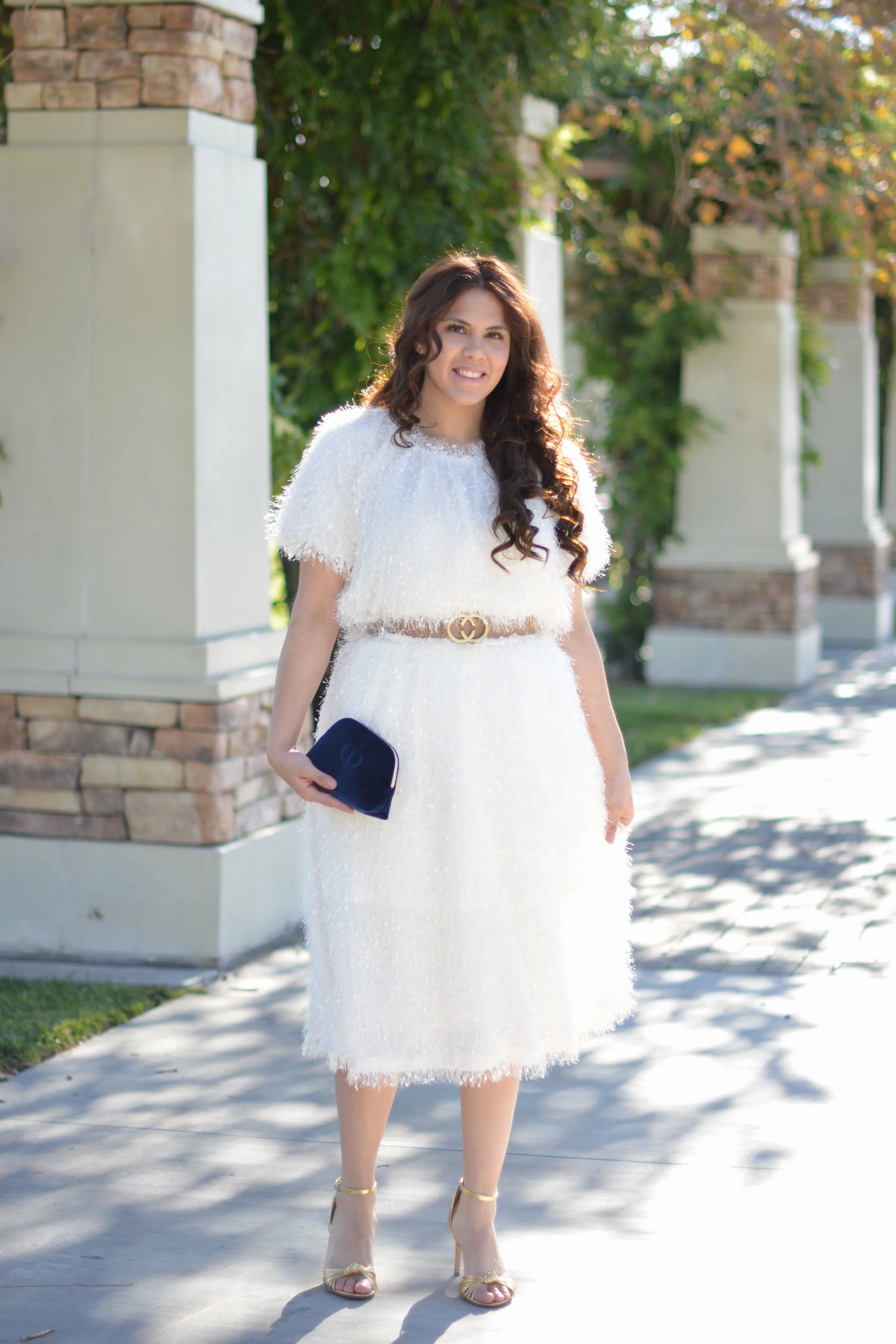 Cristin Ivory Textured Skirt Set