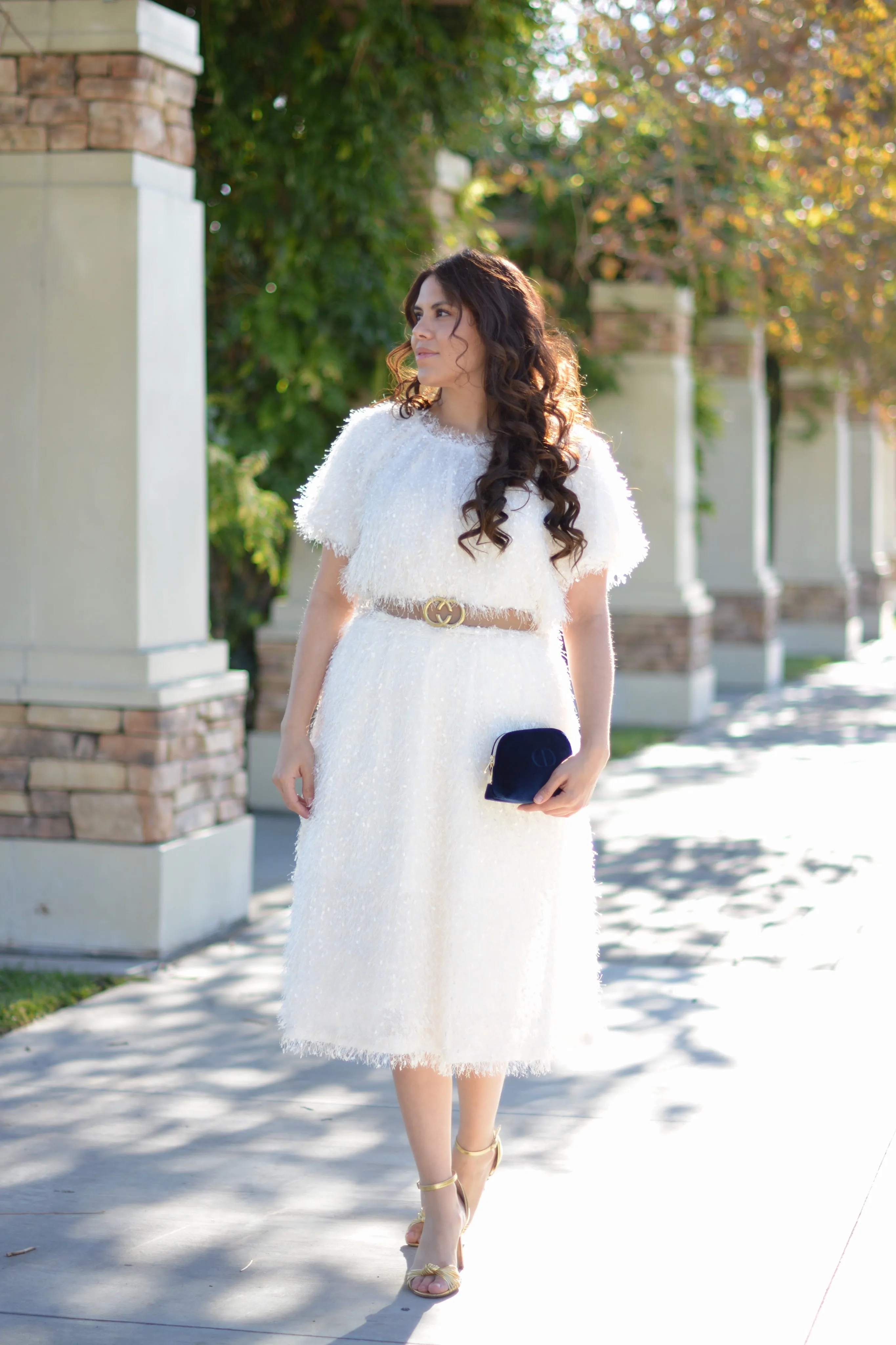 Cristin Ivory Textured Skirt Set