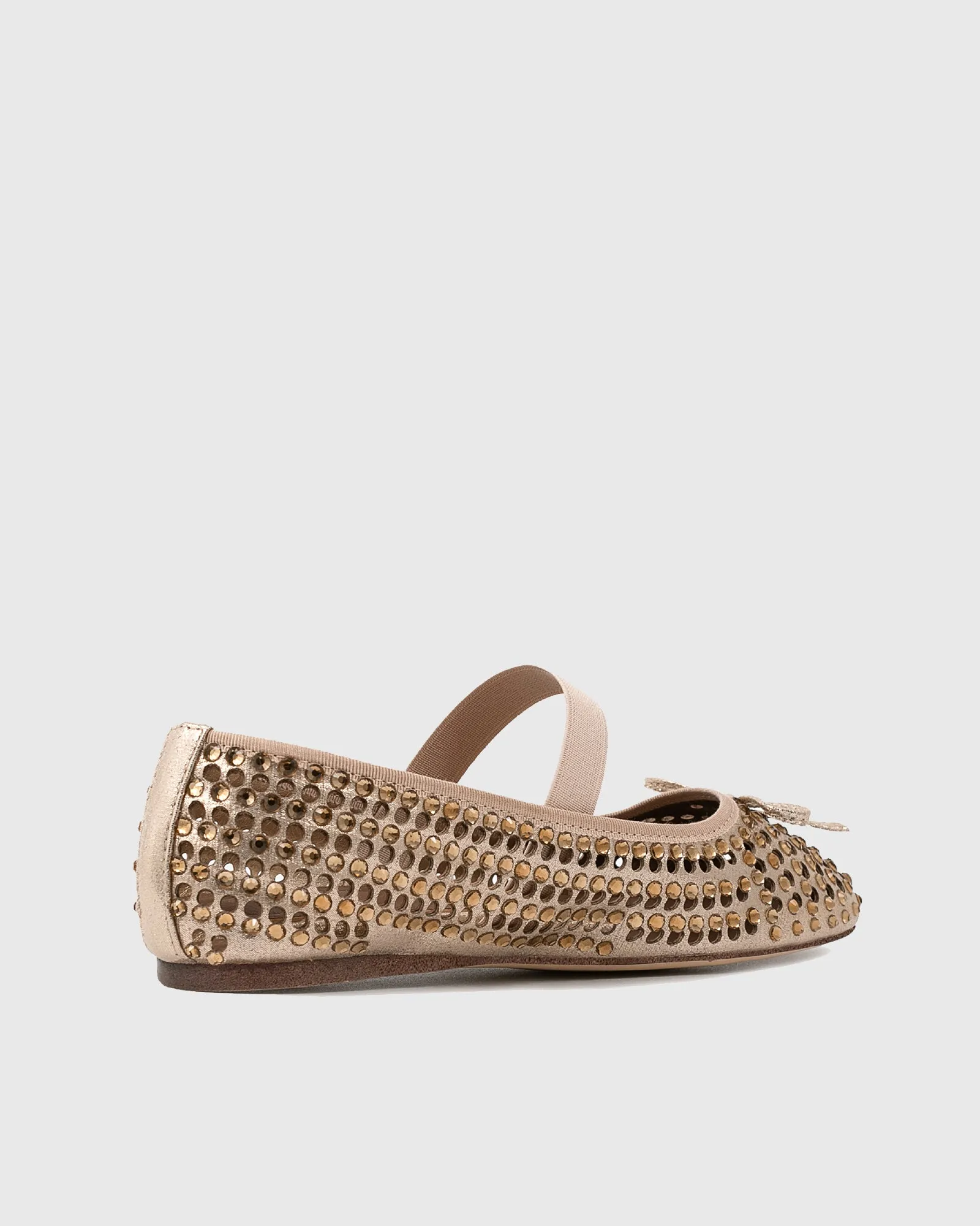 Cristina Rhinestone Bow Cutout Ballet Flats In Gold
