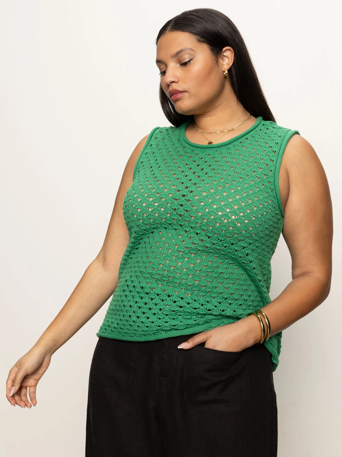 Crochet Shell Sweater Palm Extended Sizing Warm Essentials Easy Comfort