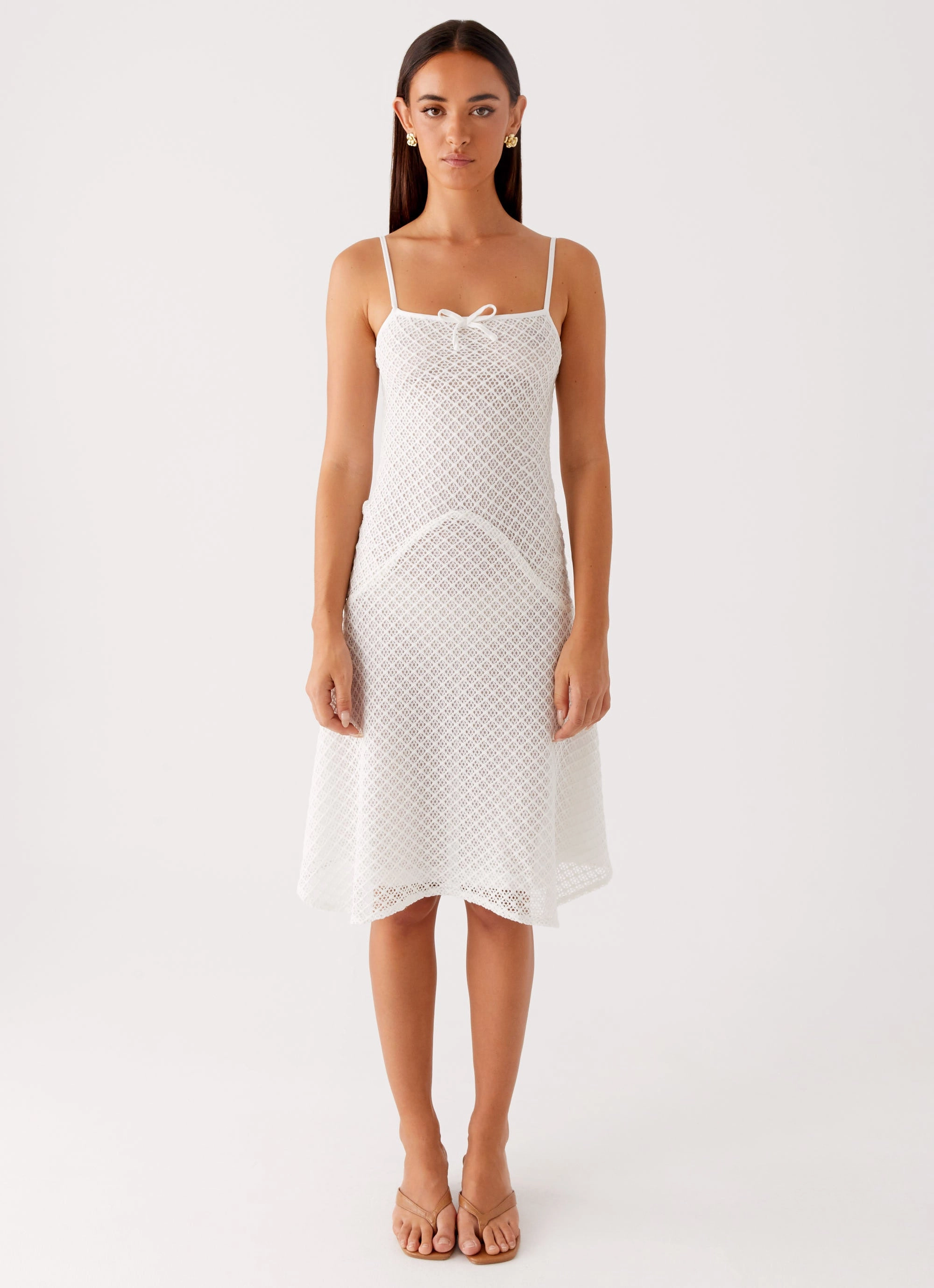 Tamar Midi Dress - White Shine Finish