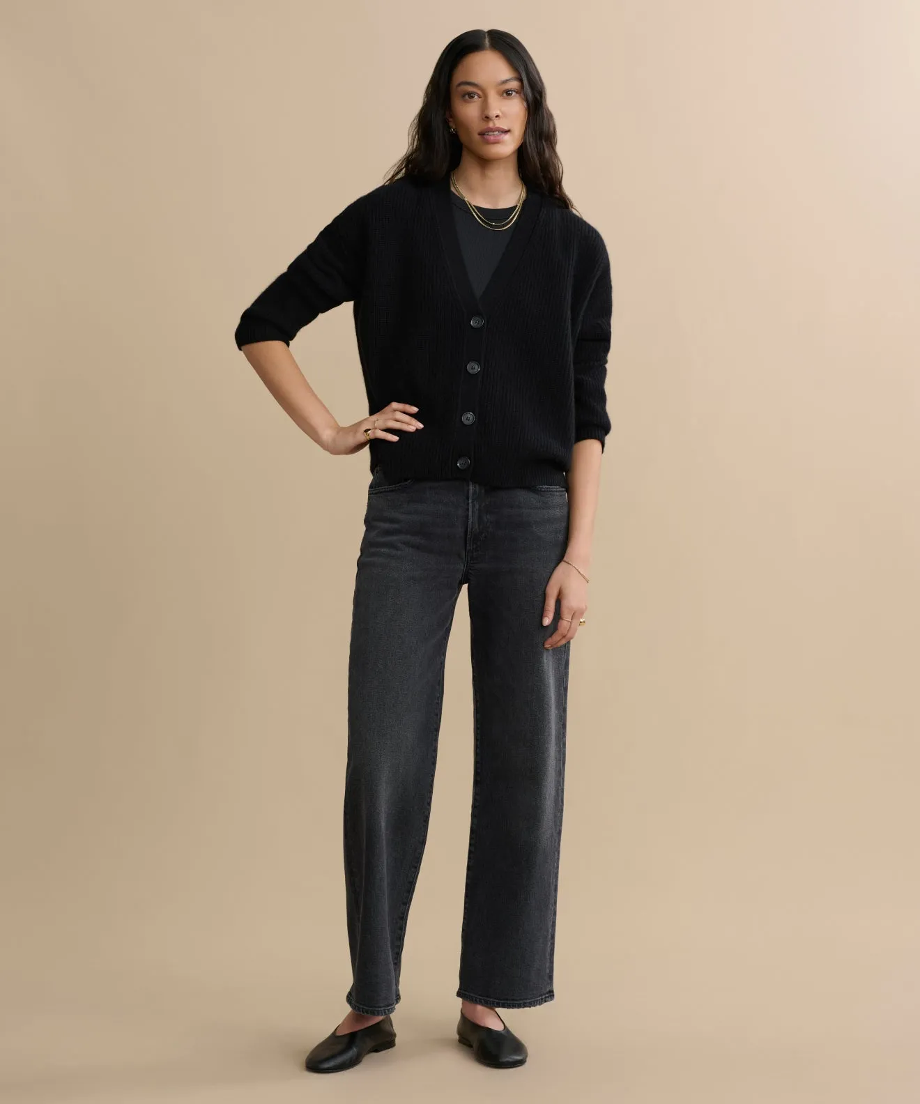 NonRestrictive Ventilated Back Panel Cropped Cashmere Cocoon Cardigan
