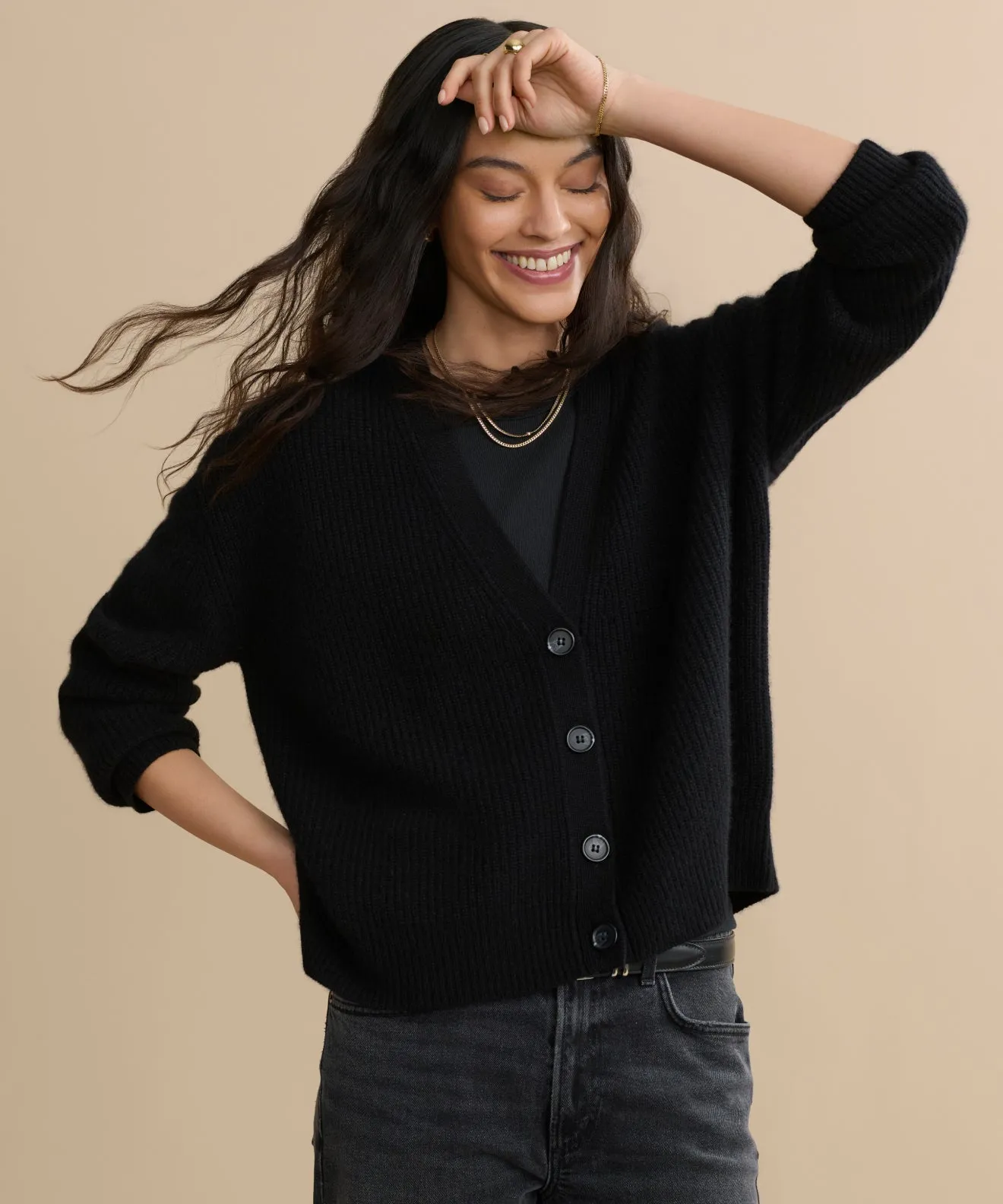 Cropped Cashmere Cocoon Cardigan Fitted Tank
