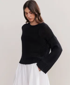 Cropped Linen Crewneck BreathableBack Venting Summer Wardrobe Cropped Linen Crewneck