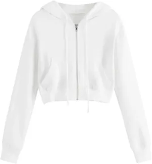 Cropped Zip Up Hoodie Women Basic Lightweight Pullover Hoodies Teen Girls Crop Top Jackets 2024 Fall Clothes