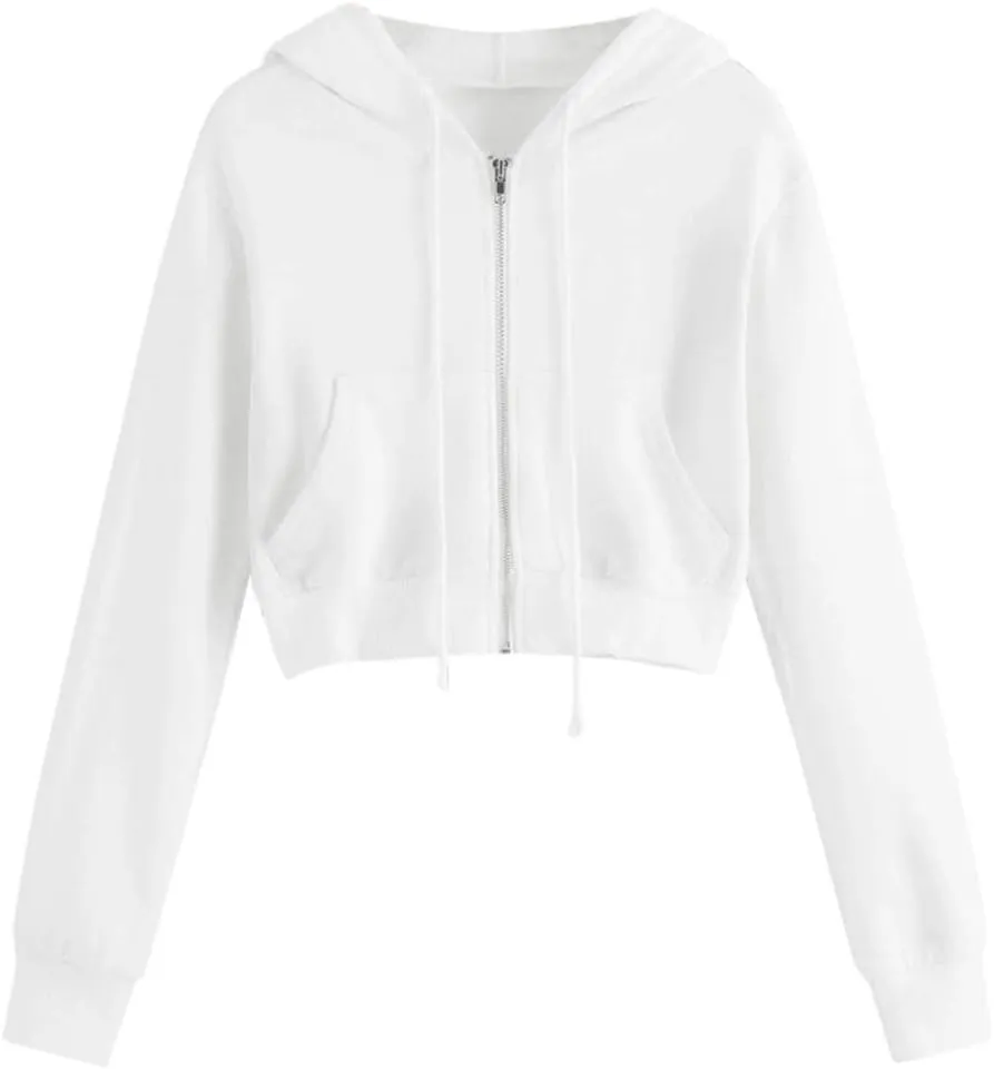 Cropped Zip Up Hoodie Women Basic Lightweight Pullover Hoodies Teen Girls Crop Top Jackets 2024 Fall Clothes