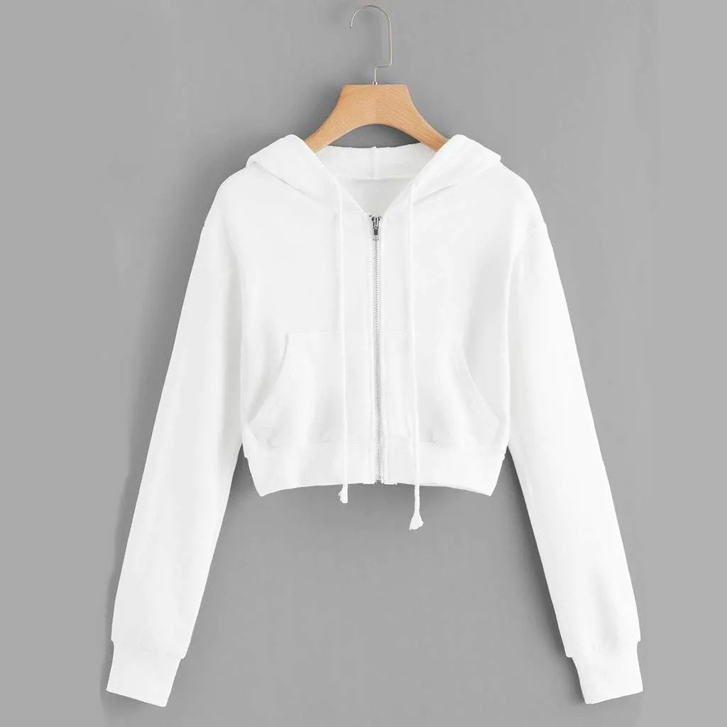 Cropped Zip Up Hoodie Women Basic Lightweight Pullover Hoodies Teen Girls Crop Top Jackets 2024 Fall Clothes