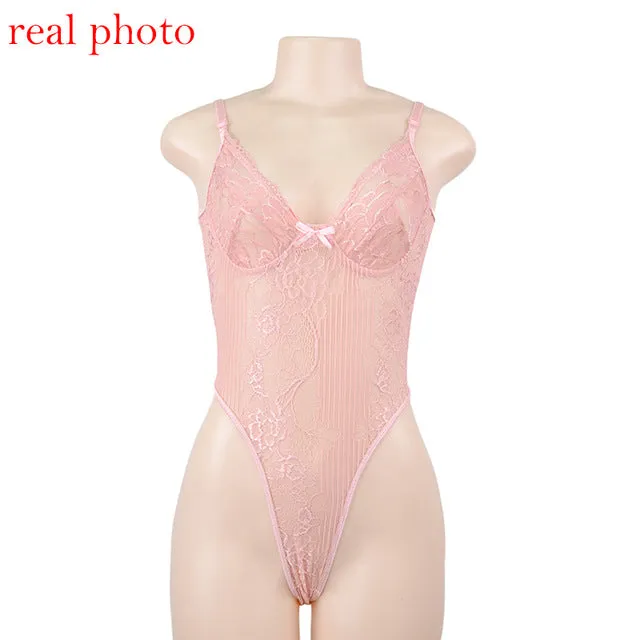 Cryptographic hot sale sheer lace bodysuit women backless transparent mesh bow sexy jumpsuit 2020 catsuit straps bodysuits thong