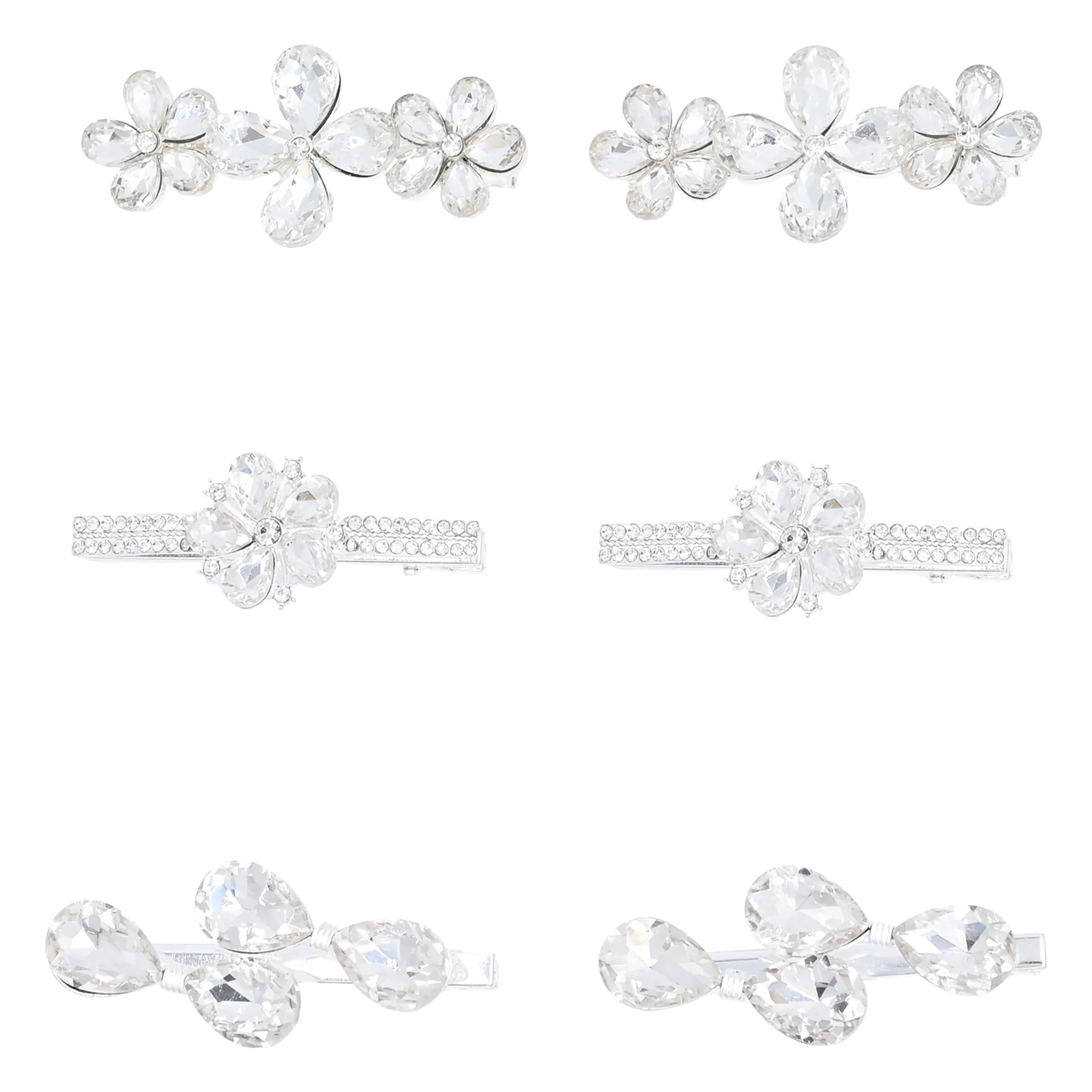 Crystal Flower & Droplet Hair Clips