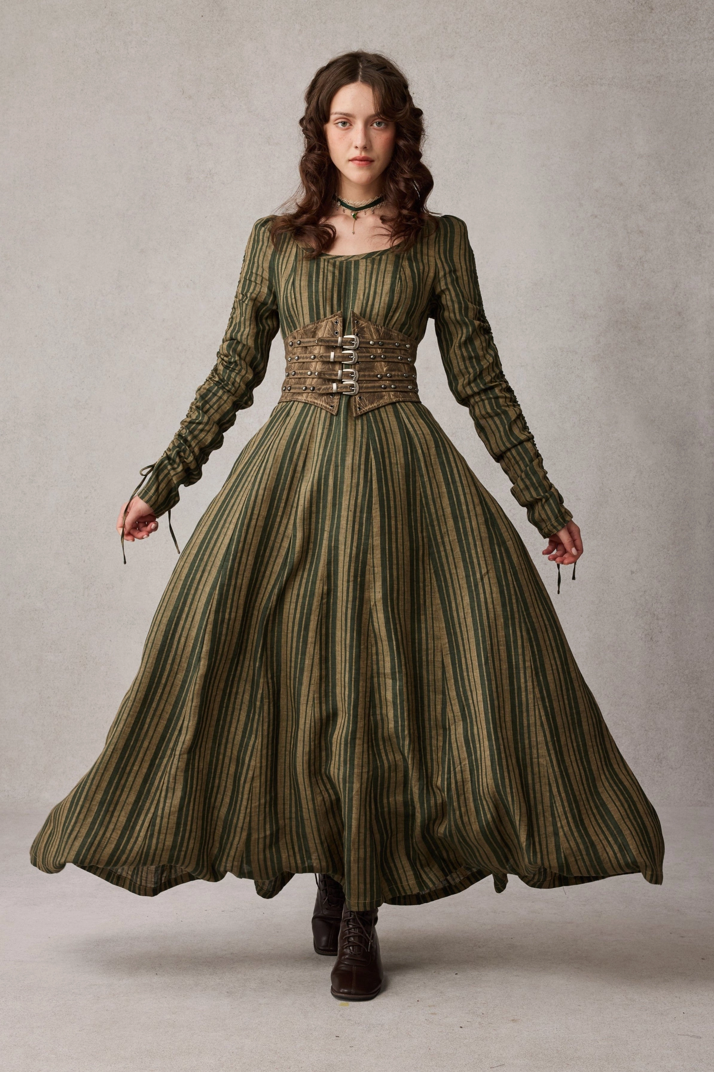 Crystal 17 | Victorian maxi linen dress SnapFastenings Breezy Layer Option