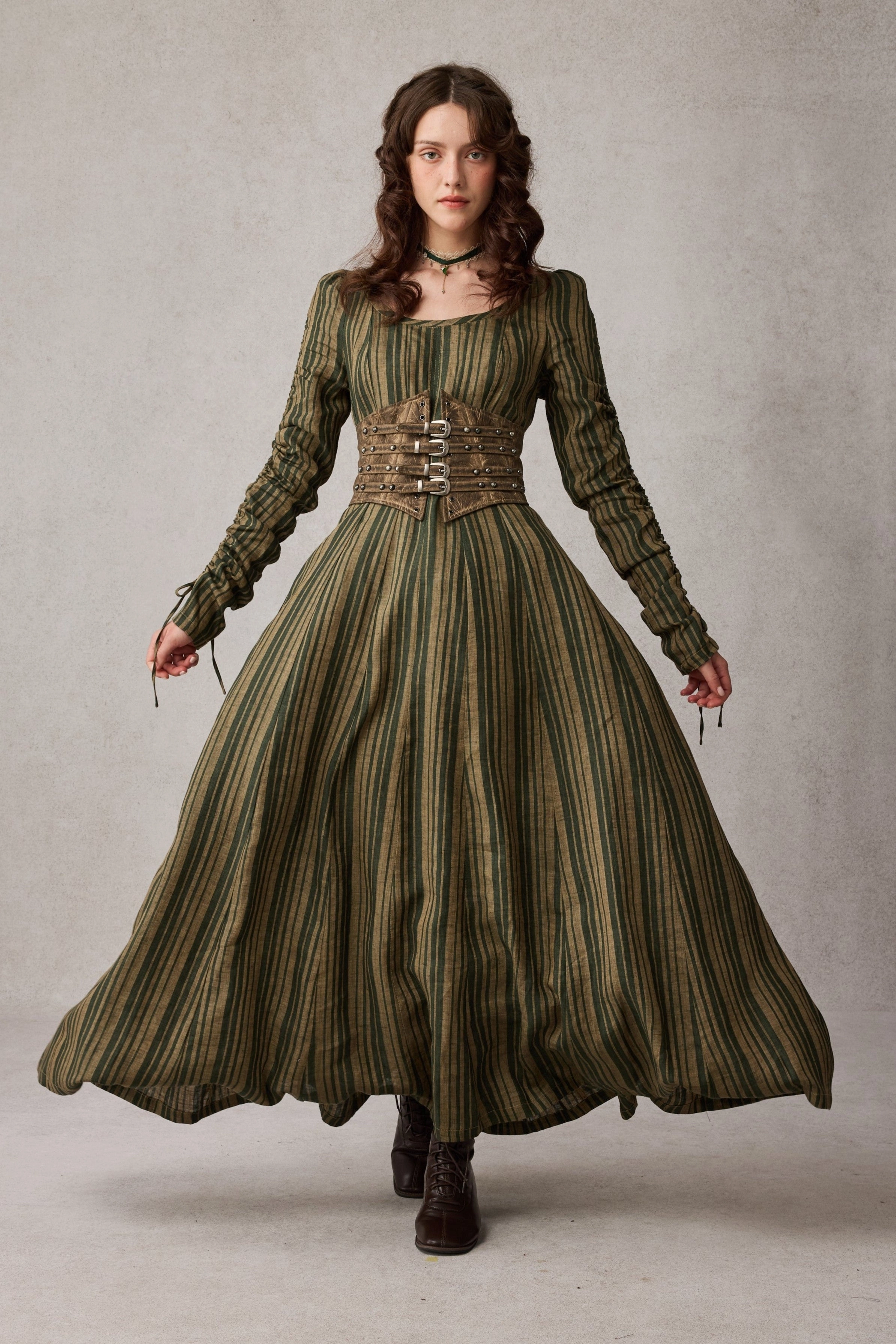 Trendy Feel color block Crystal 17 | Victorian maxi linen dress