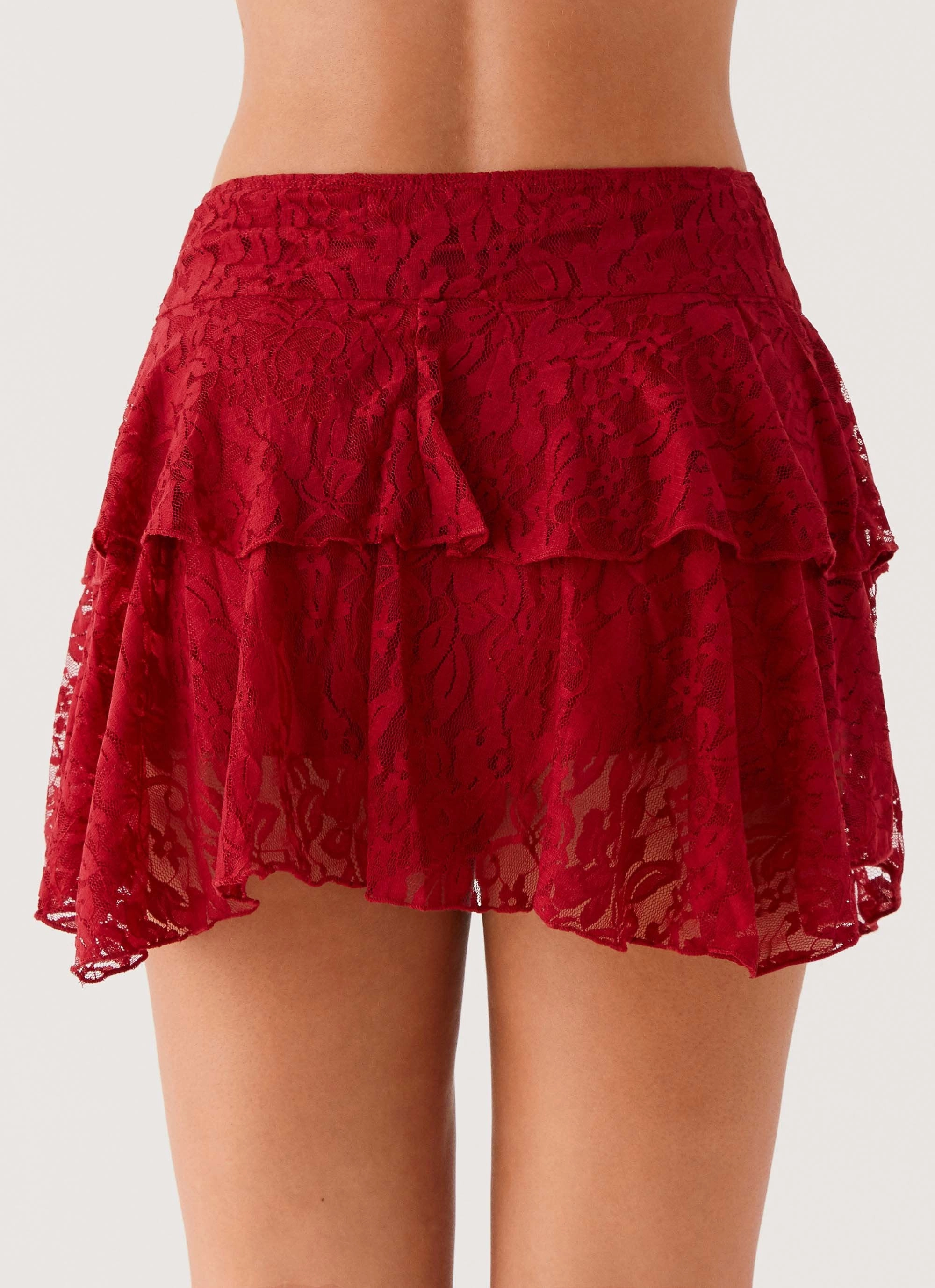 Chill Mode Layering Essential Party All Night Frill Mini Skirt - Maroon