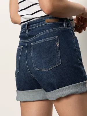 Cuffed Denim Short Dark Elegant Look Cuffed Denim Short Dark Quick Dry Wear activewear option