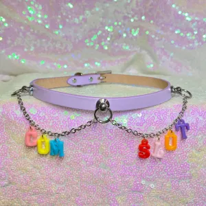 Cum Slut Charm Mini Collar - Lavender, 13"-15"