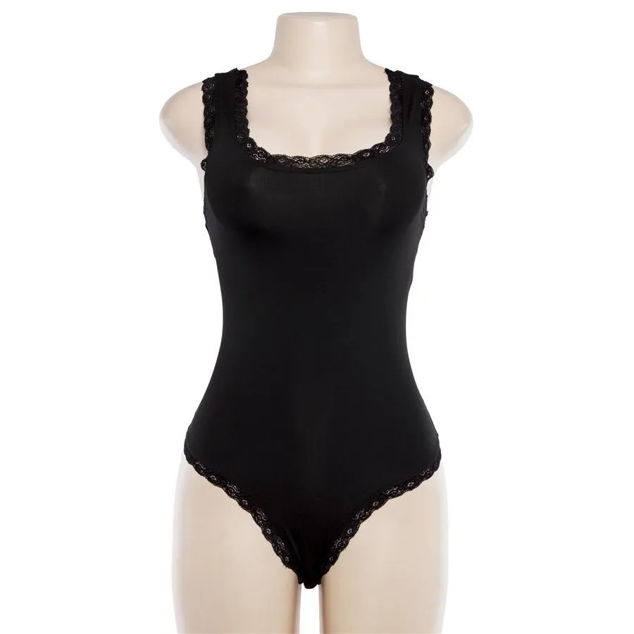 'Cursed' Black and White Bodysuit with Lace up Back