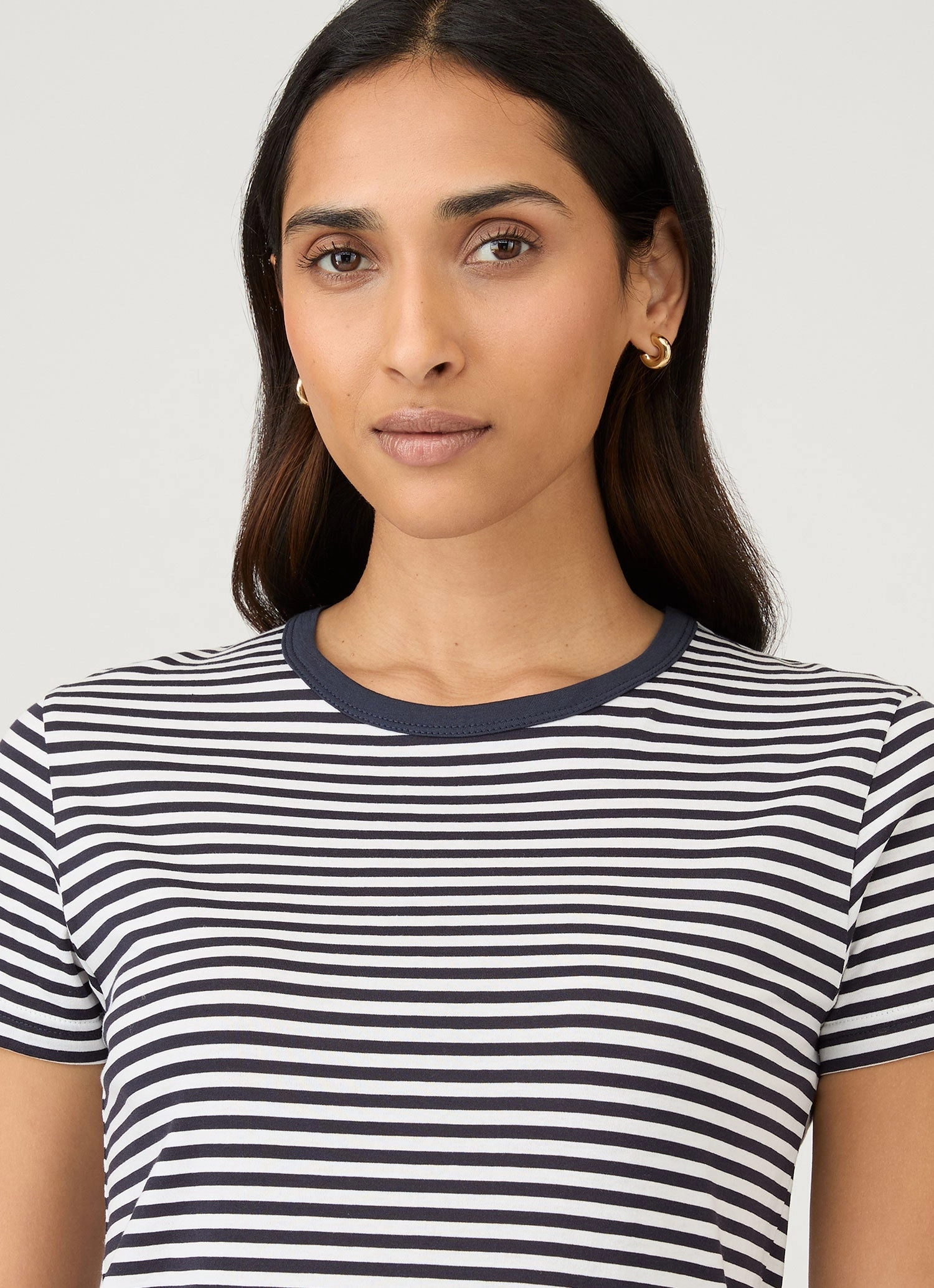 Women's Classic T-shirt in Navy/White English Stripe Tagless Design