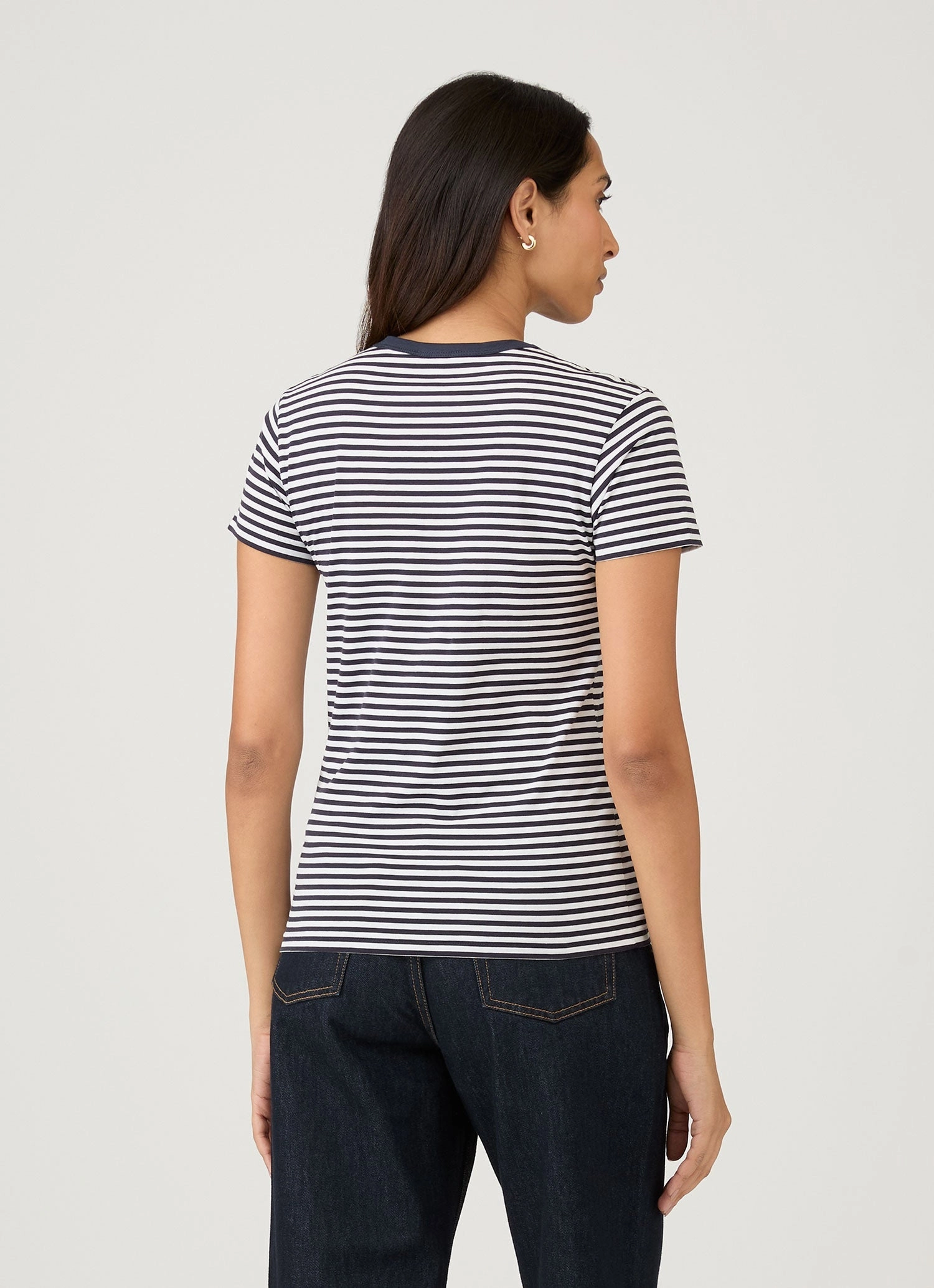 Women's Classic T-shirt in Navy/White English Stripe Quick Slip