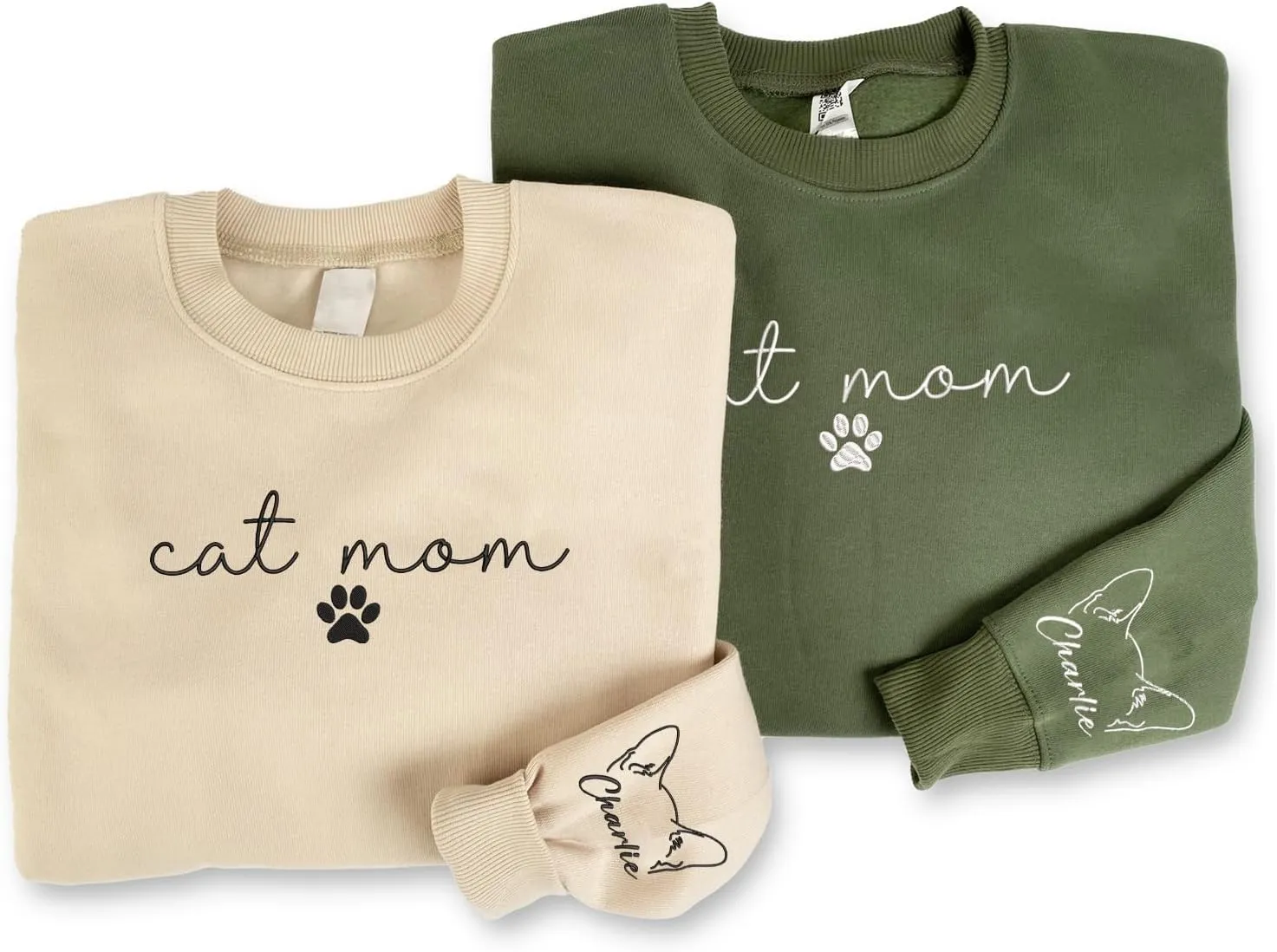 Custom Embroidered Cat Mom Sweatshirt, Cat Mom Gifts for Women, Cat Lover Gift for Christmas, Cat Owner Shirt