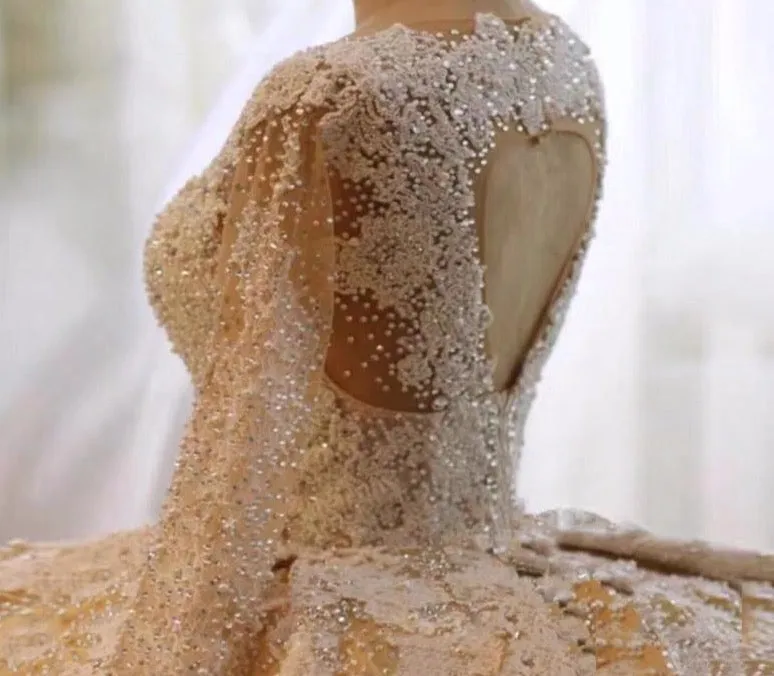 Custom Made Beaded Lace Bridal Dress