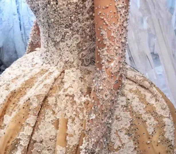 Custom Made Beaded Lace Bridal Dress