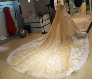 Custom Made Beaded Lace Bridal Dress