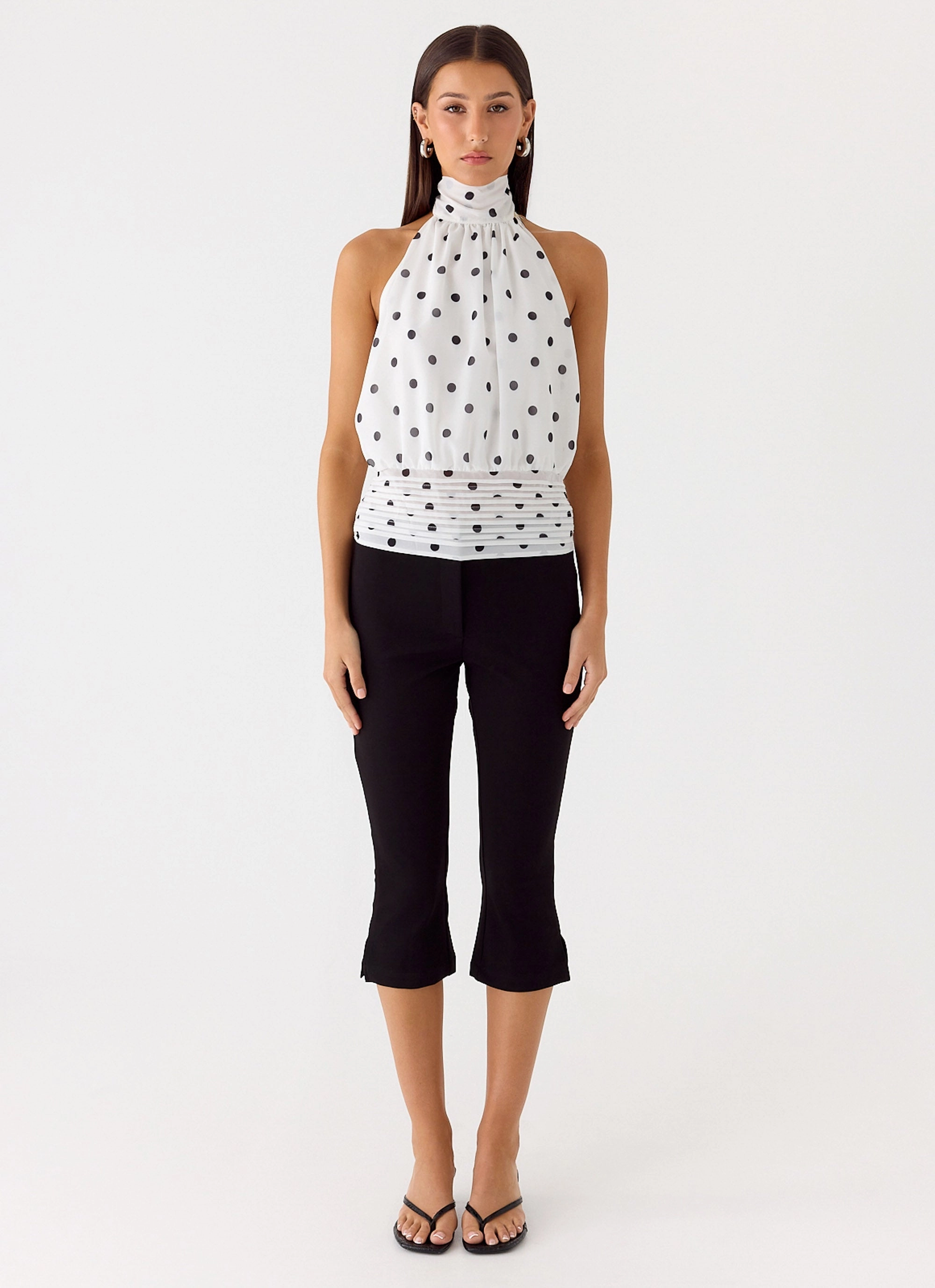 Clean Mood Custom made Willow Chiffon Top - White Polkadot